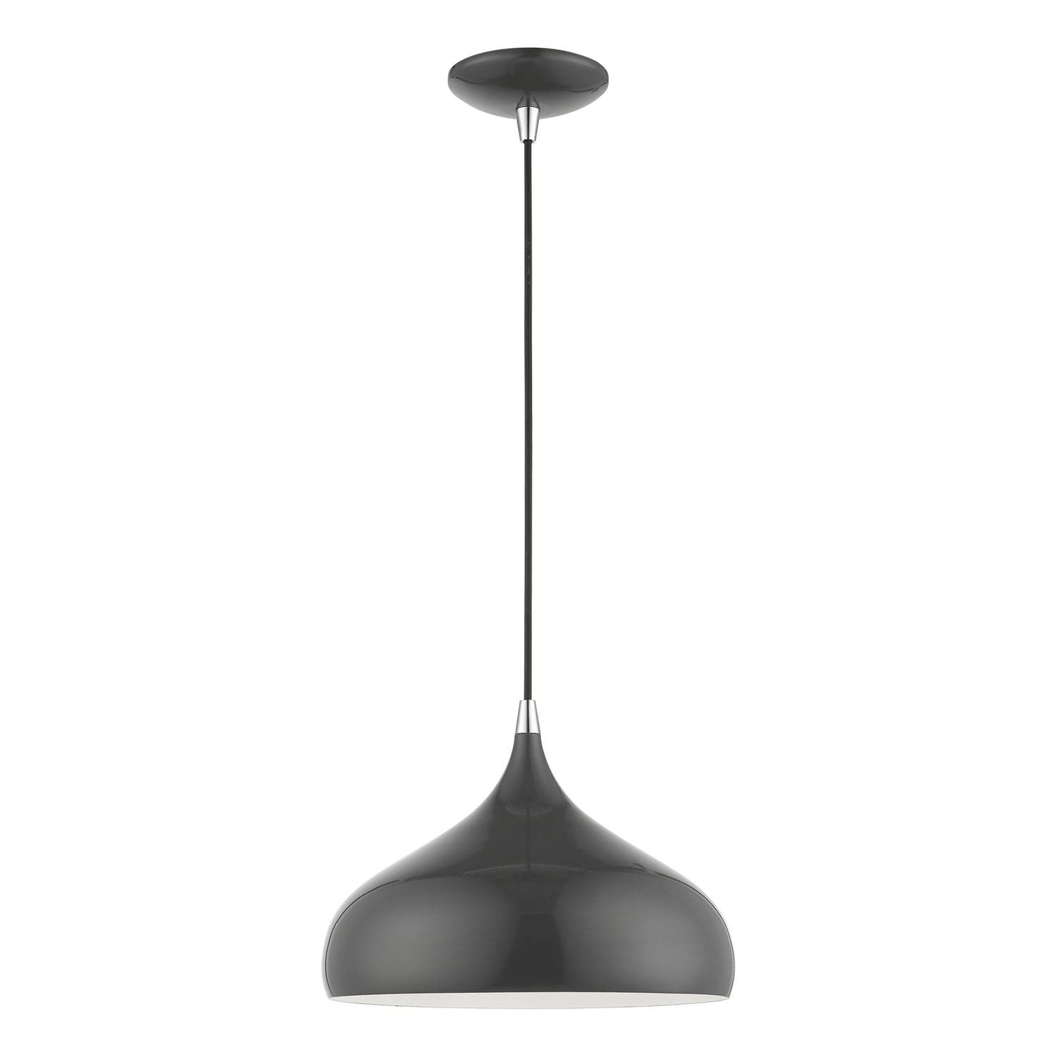 Livex Lighting - 41172-96 - One Light Pendant - Amador - Shiny Dark Gray w/Polished Chrome