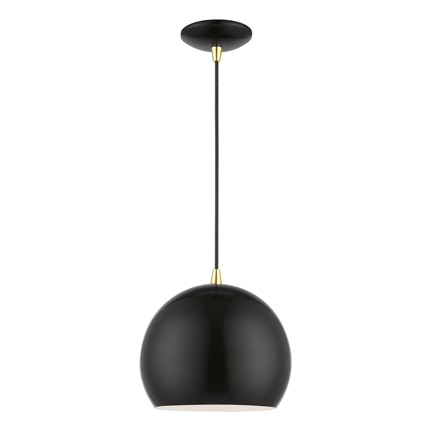 Livex Lighting - 41181-68 - One Light Pendant - Piedmont - Shiny Black w/Polished Brass