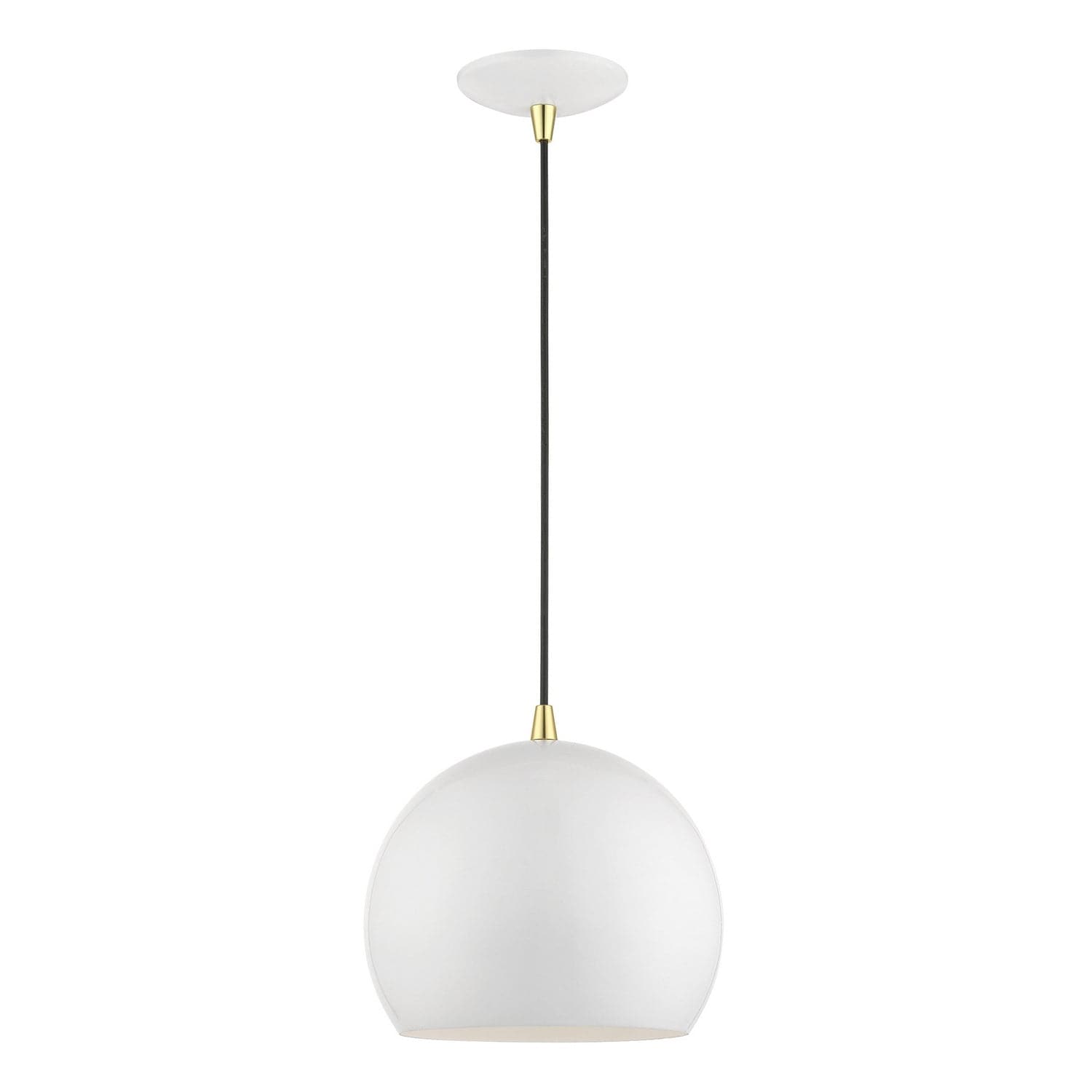 Livex Lighting - 41181-69 - One Light Pendant - Piedmont - Shiny White w/Polished Brass