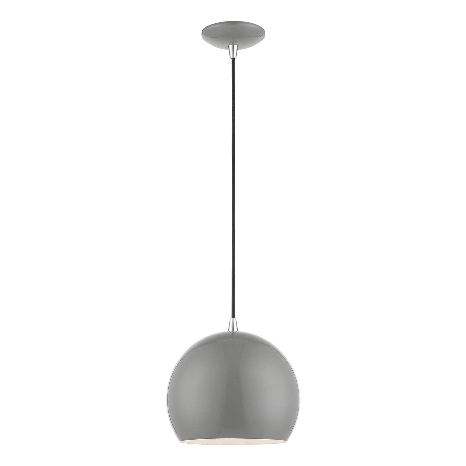 Livex Lighting - 41181-90 - One Light Pendant - Piedmont - Shiny Light Gray w/Polished Chrome