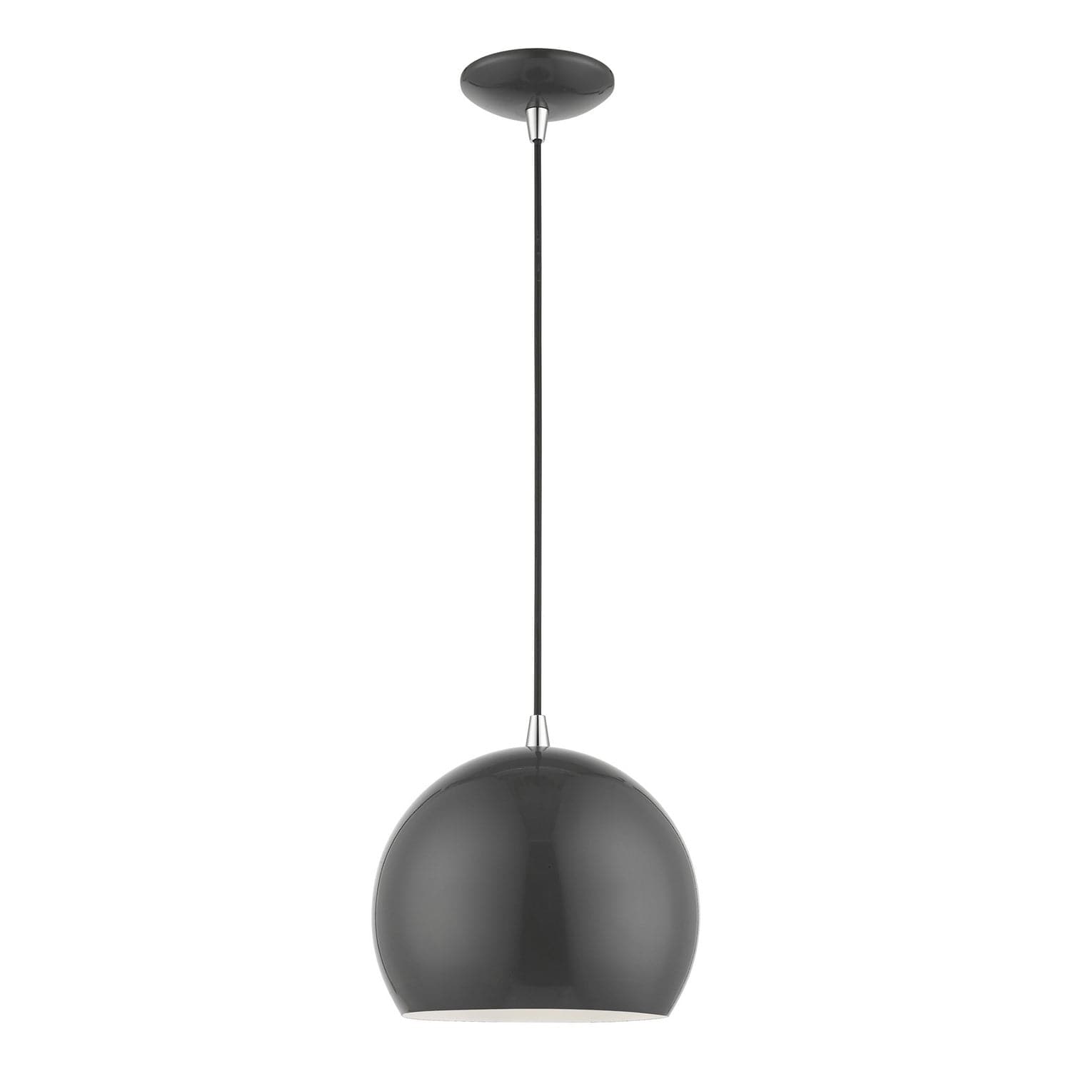 Livex Lighting - 41181-96 - One Light Pendant - Piedmont - Shiny Dark Gray w/Polished Chrome