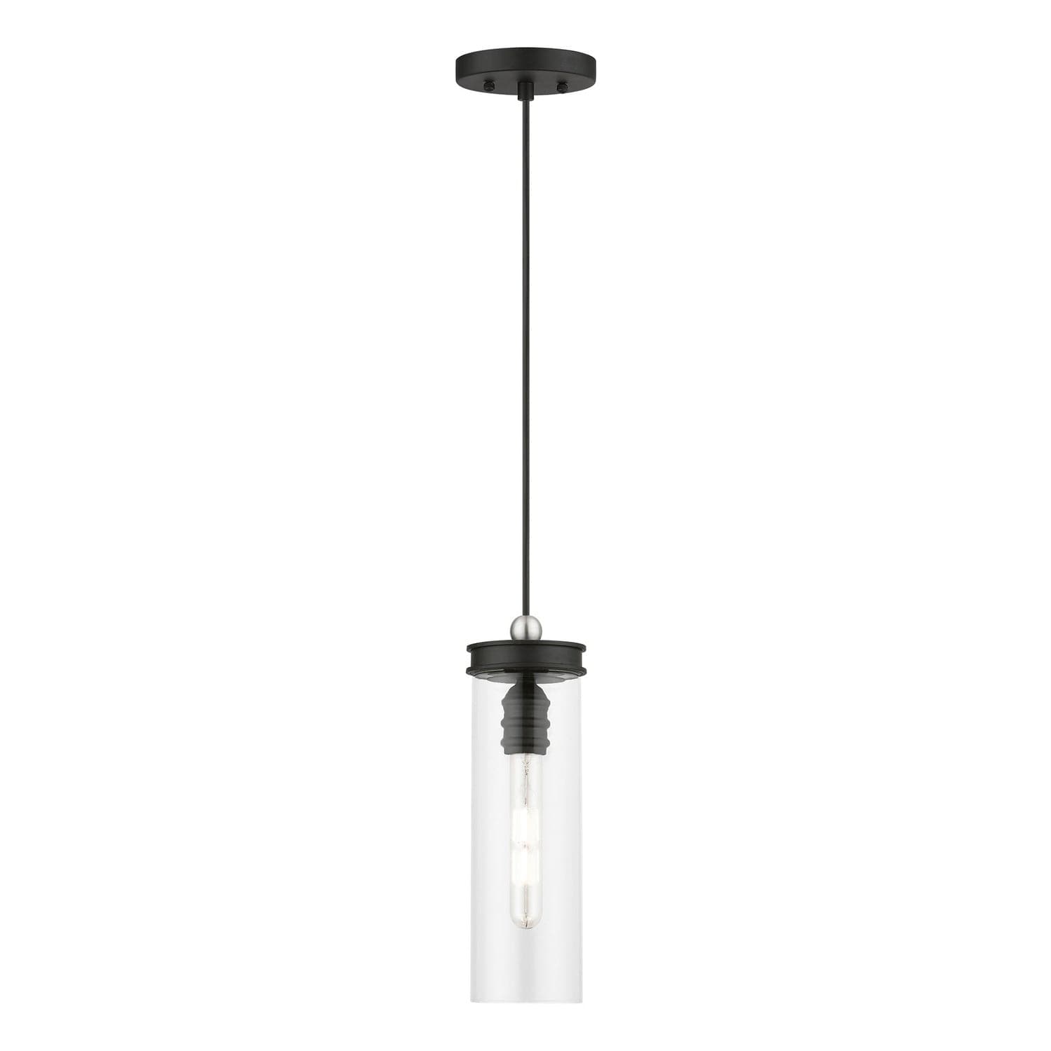 Livex Lighting - 41236-04 - One Light Mini Pendant - Devoe - Black w/Brushed Nickel