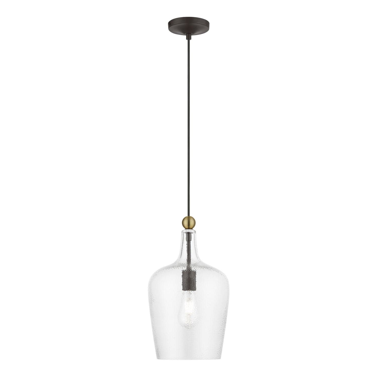 Livex Lighting - 41237-07 - One Light Pendant - Avery - Bronze w/Antique Brass