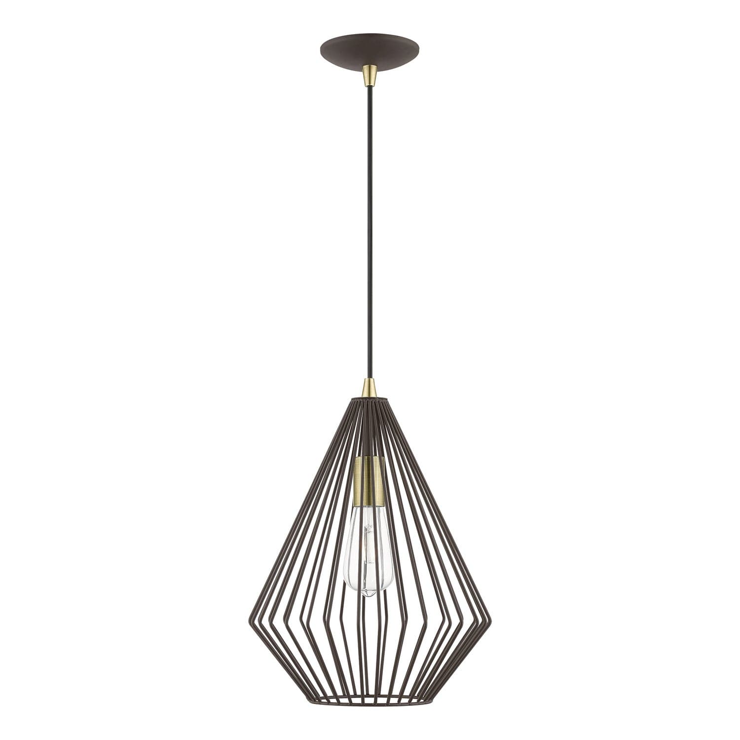 Livex Lighting - 41325-07 - One Light Pendant - Linz - Bronze w/Antique Brass