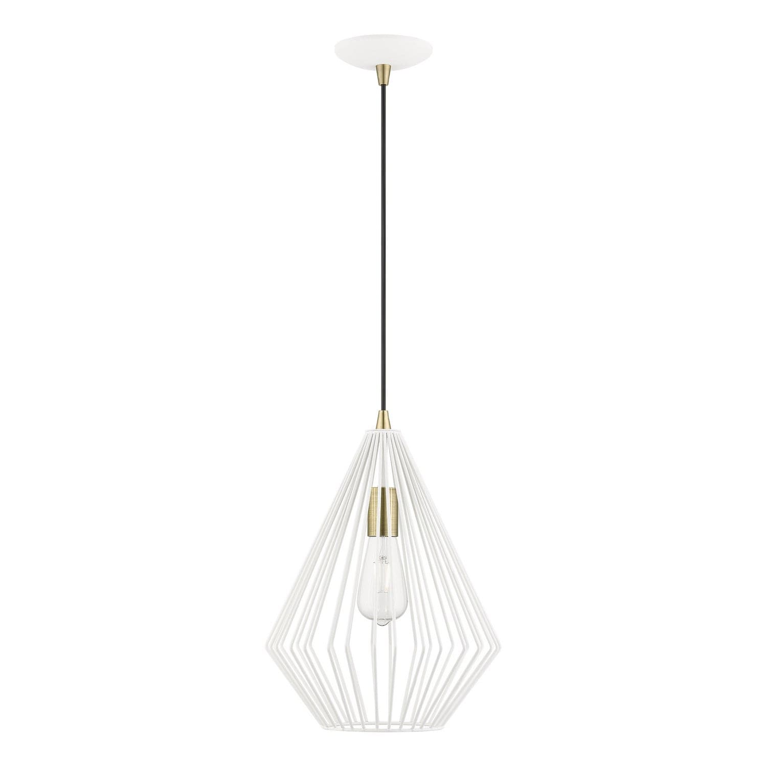 Livex Lighting - 41325-13 - One Light Pendant - Linz - Textured White w/Antique Brass