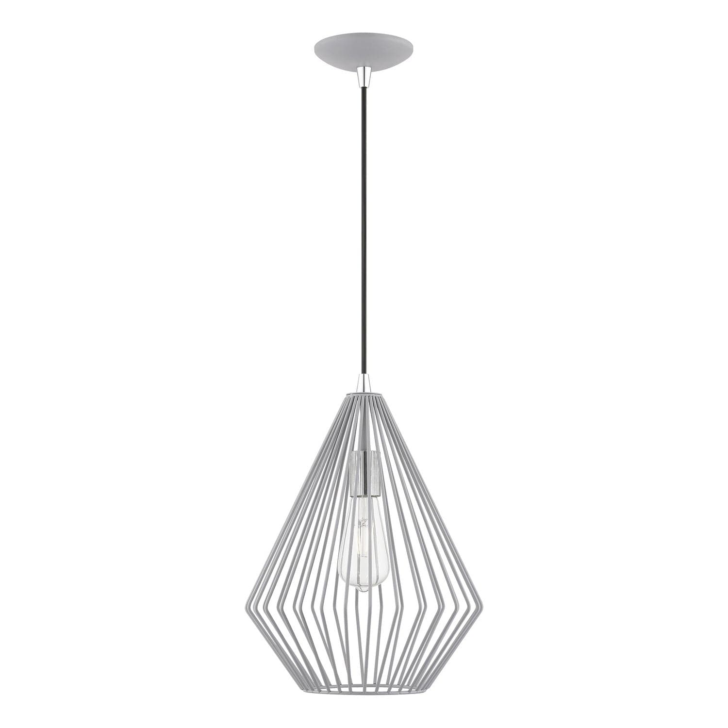 Livex Lighting - 41325-80 - One Light Pendant - Linz - Nordic Gray w/Polished Chrome