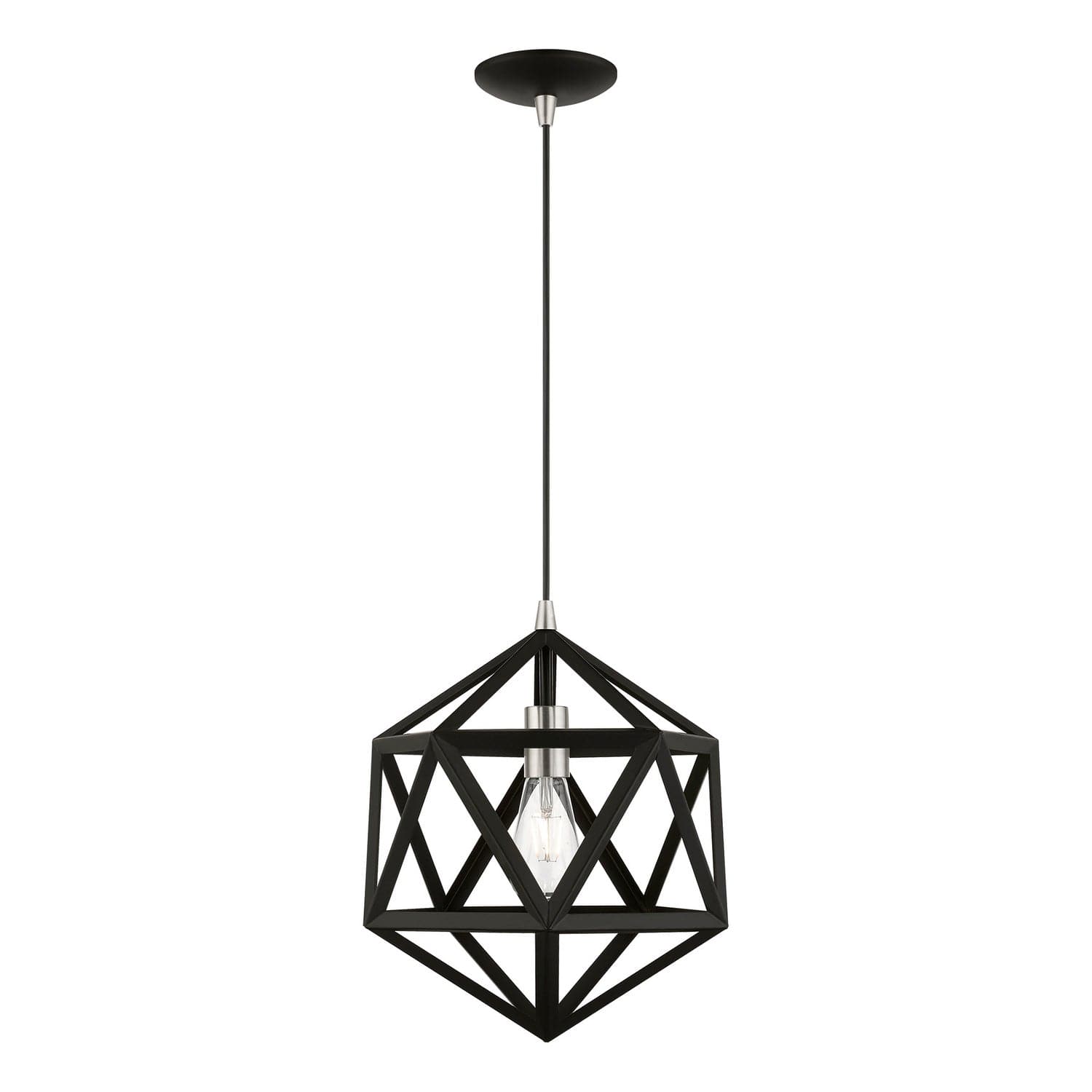 Livex Lighting - 41328-04 - One Light Pendant - Ashland - Black w/Brushed Nickel