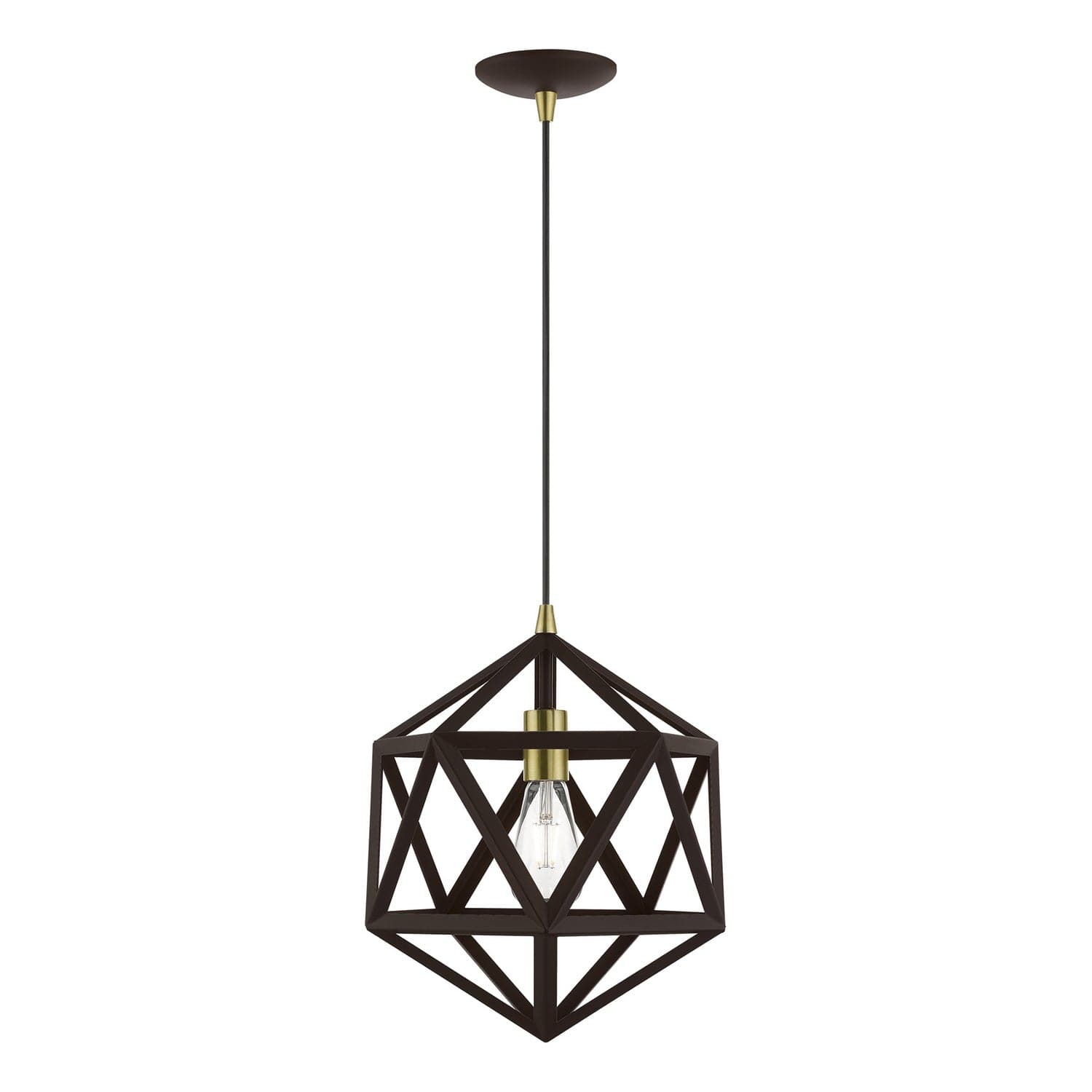 Livex Lighting - 41328-07 - One Light Pendant - Ashland - Bronze w/Antique Brass