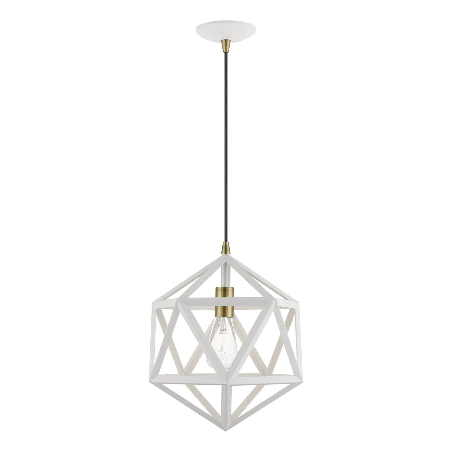 Livex Lighting - 41328-13 - One Light Pendant - Ashland - Textured White w/Antique Brass