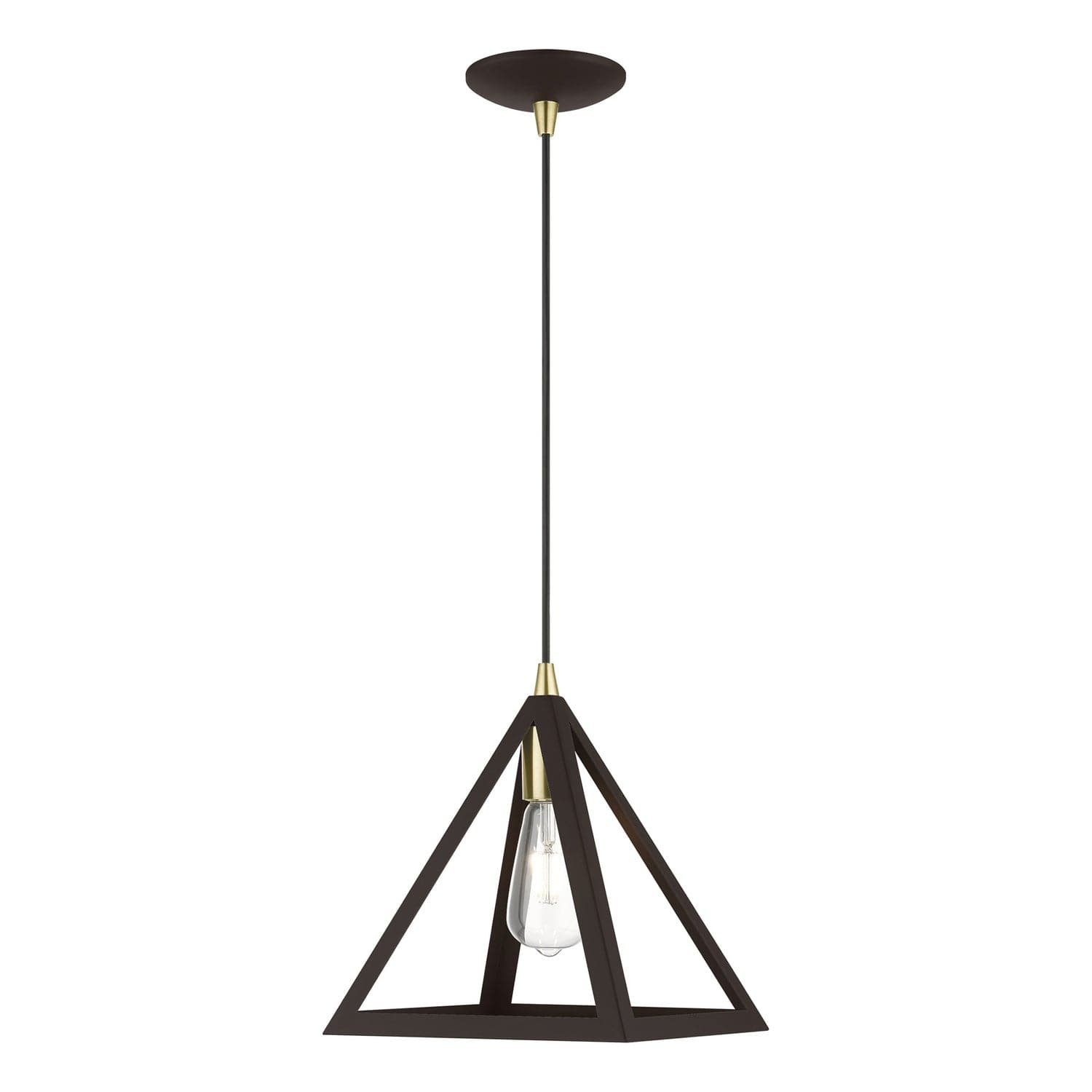 Livex Lighting - 41329-07 - One Light Pendant - Pinnacle - Bronze w/Antique Brass