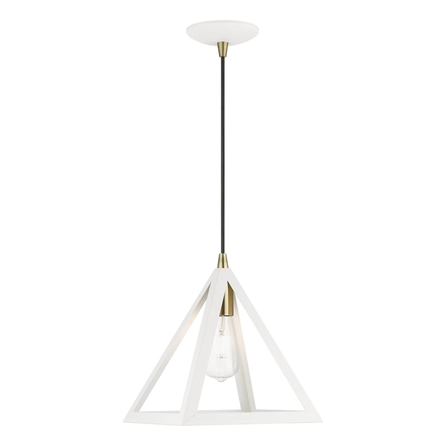 Livex Lighting - 41329-13 - One Light Pendant - Pinnacle - Textured White w/Antique Brass