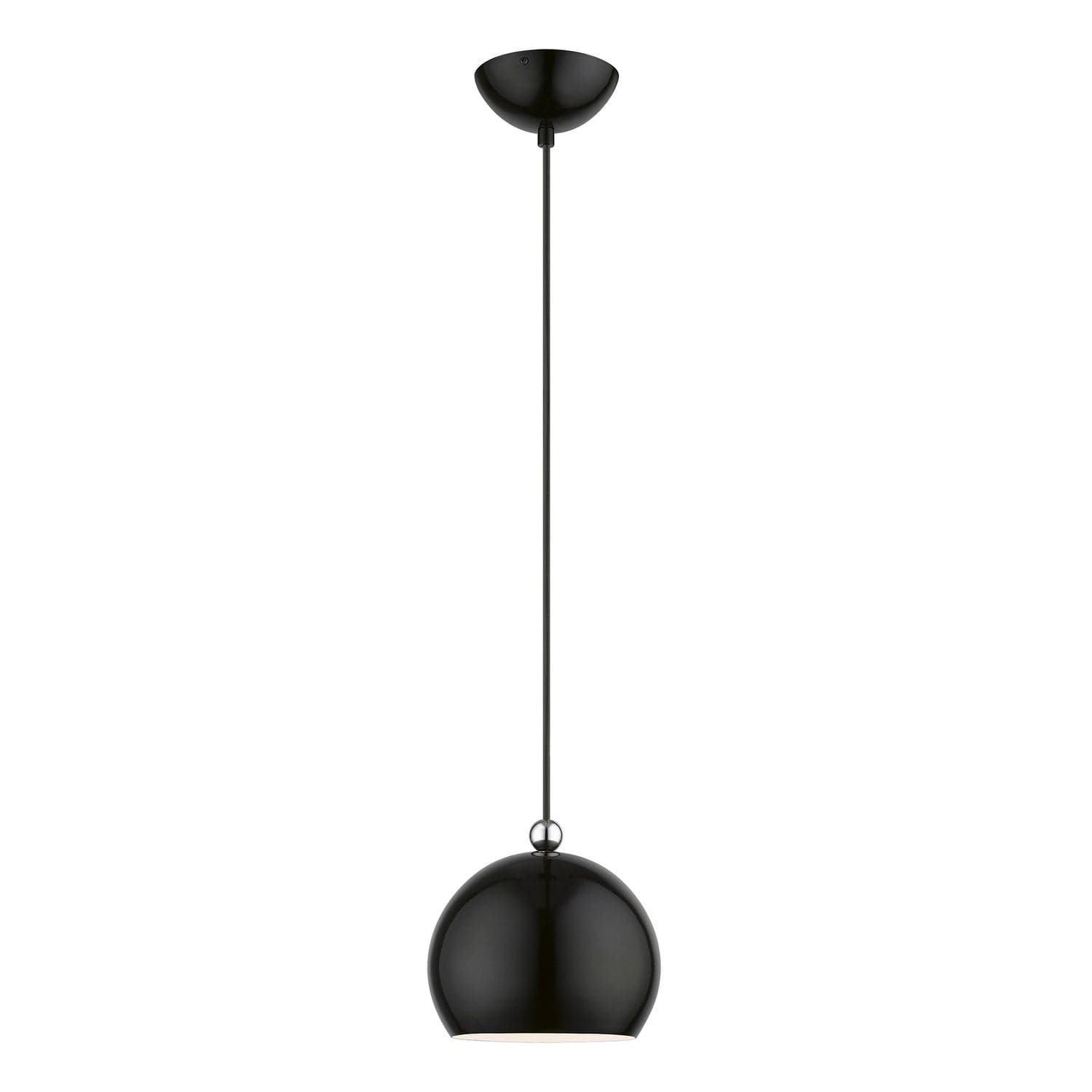 Livex Lighting - 45481-68 - One Light Mini Pendant - Stockton - Shiny Black w/Polished Chrome