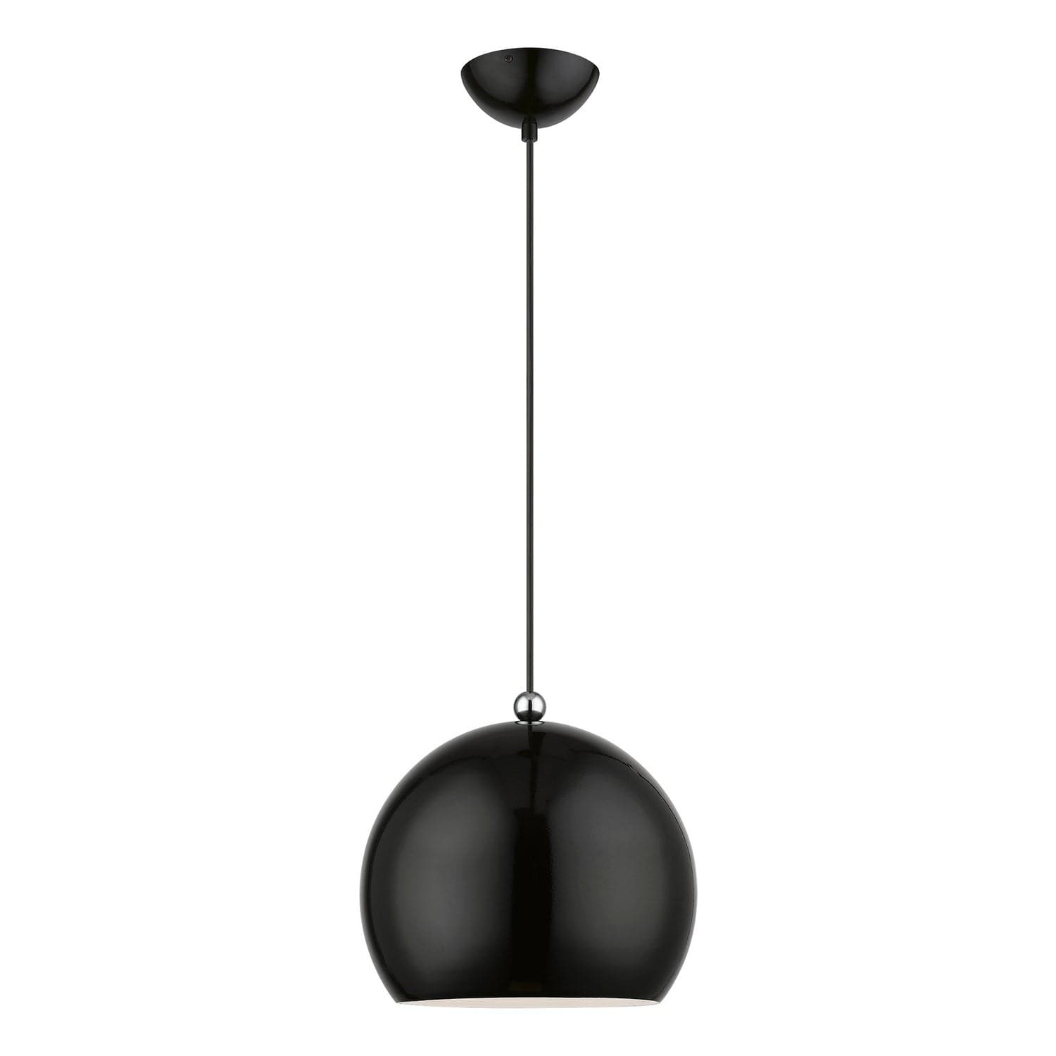 Livex Lighting - 45482-68 - One Light Pendant - Stockton - Shiny Black w/Polished Chrome