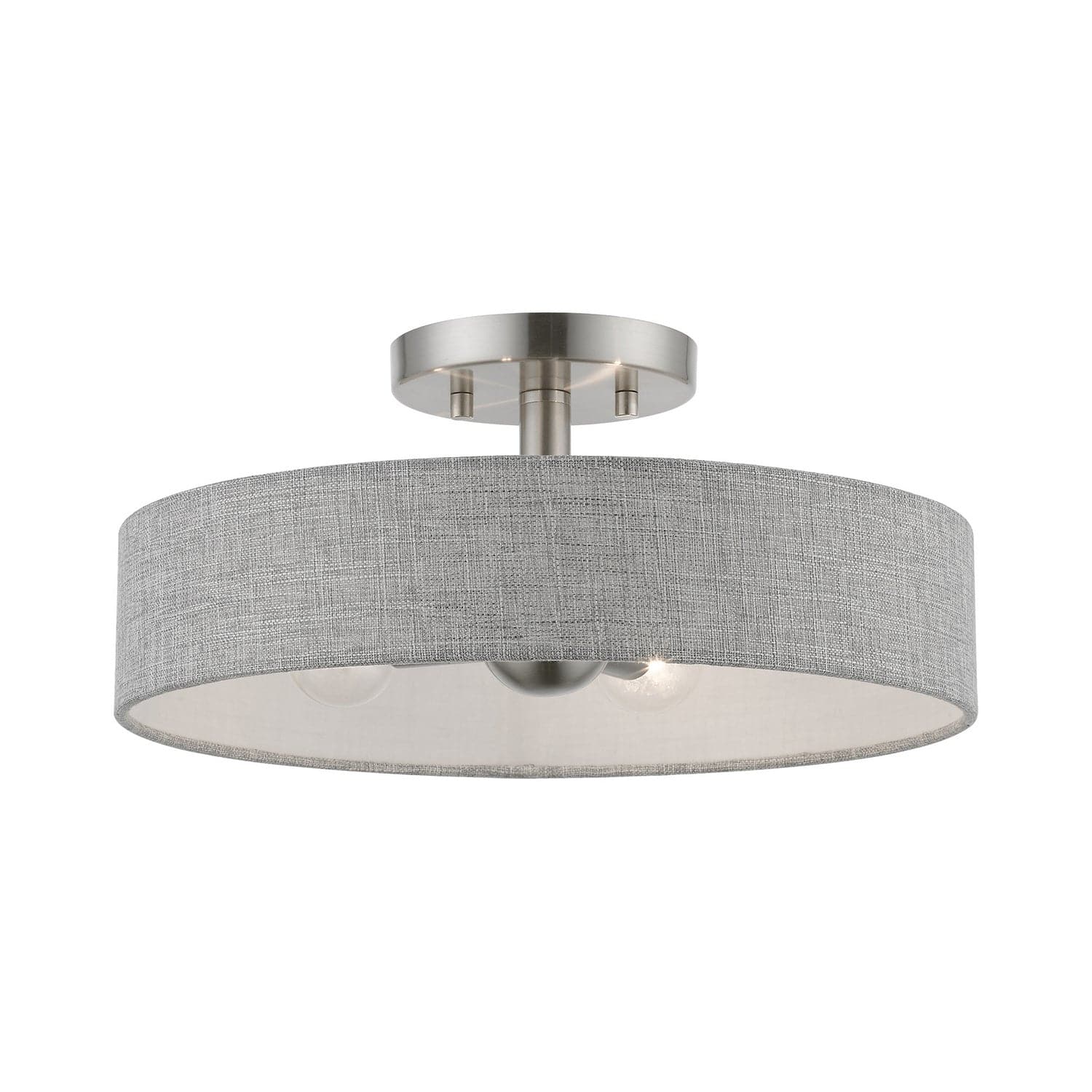 Livex Lighting - 46147-91 - Four Light Semi-Flush Mount - Elmhurst - Brushed Nickel w/Shiny White