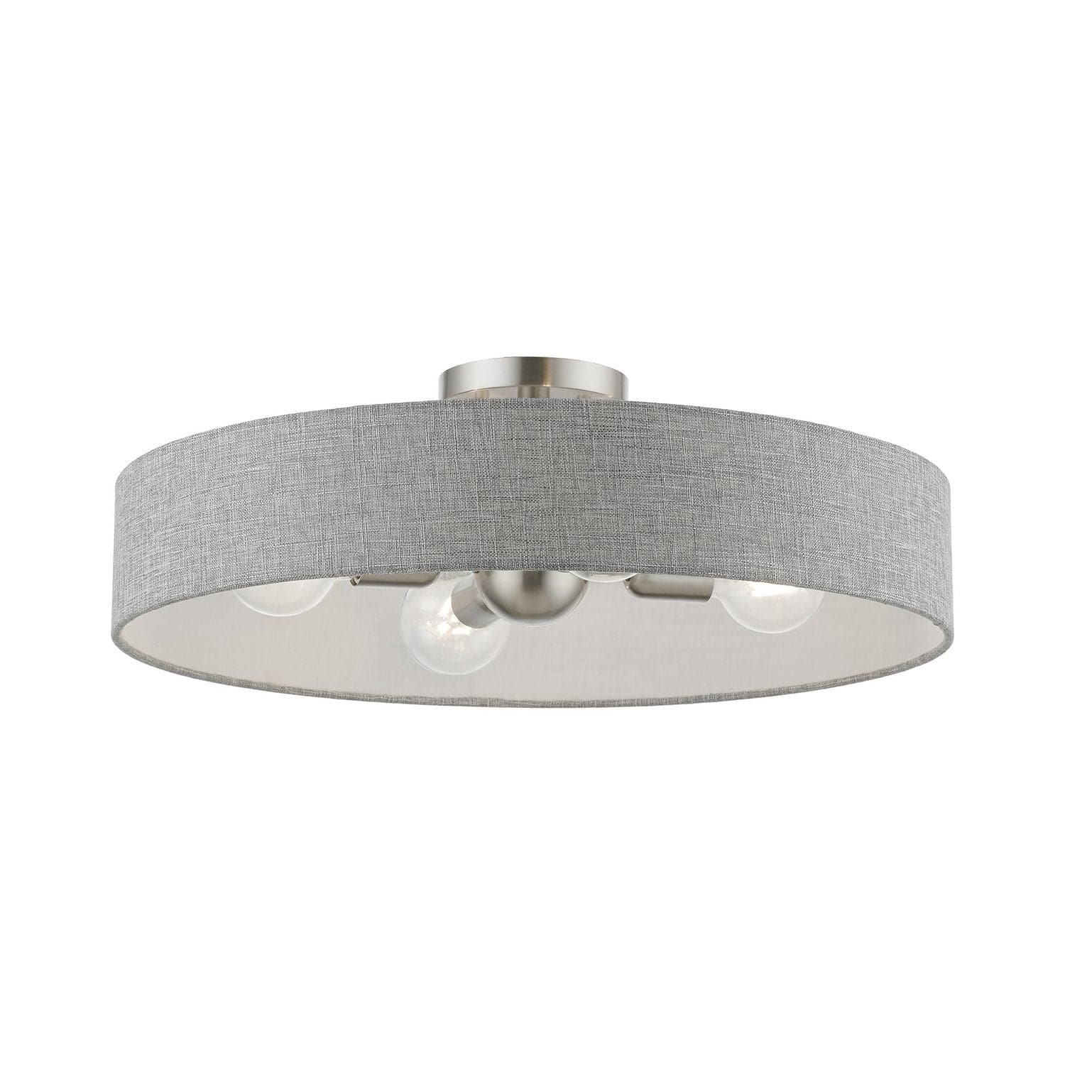 Livex Lighting - 46148-91 - Four Light Semi-Flush Mount - Elmhurst - Brushed Nickel w/Shiny White