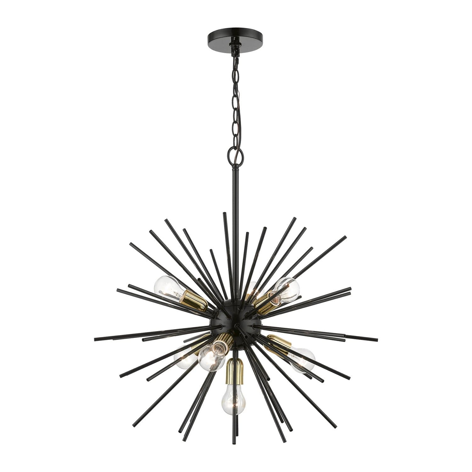 Livex Lighting - 46175-68 - Seven Light Pendant Chandelier - Tribeca - Shiny Black with Polished Brass