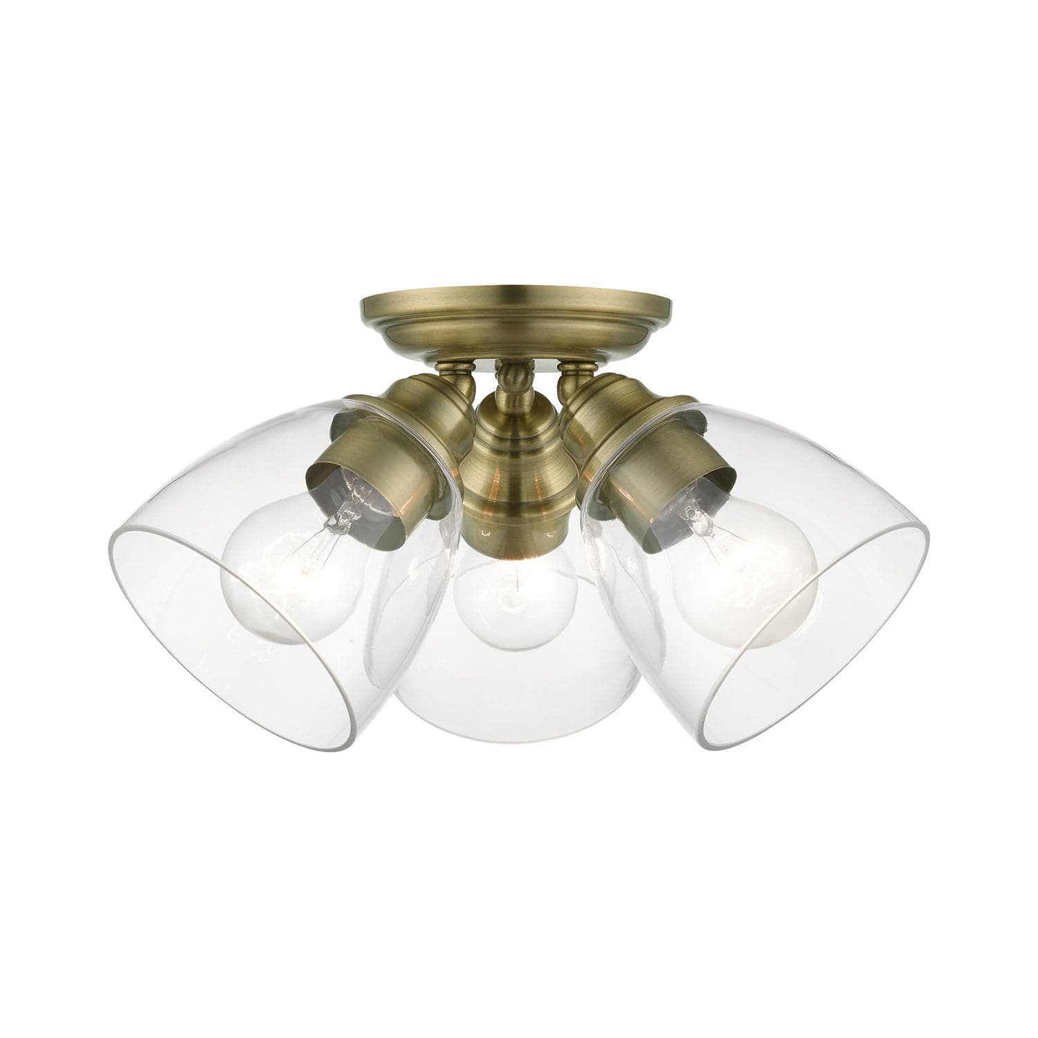 Livex Lighting - 46339-01 - Three Light Semi-Flush Mount - Montgomery - Antique Brass