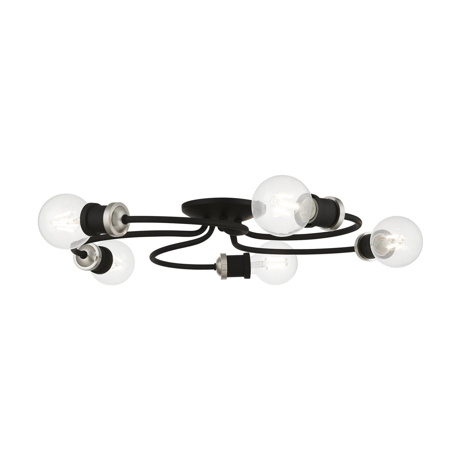 Livex Lighting - 46385-04 - Five Light Flush Mount - Bromley - Black w/Brushed Nickel