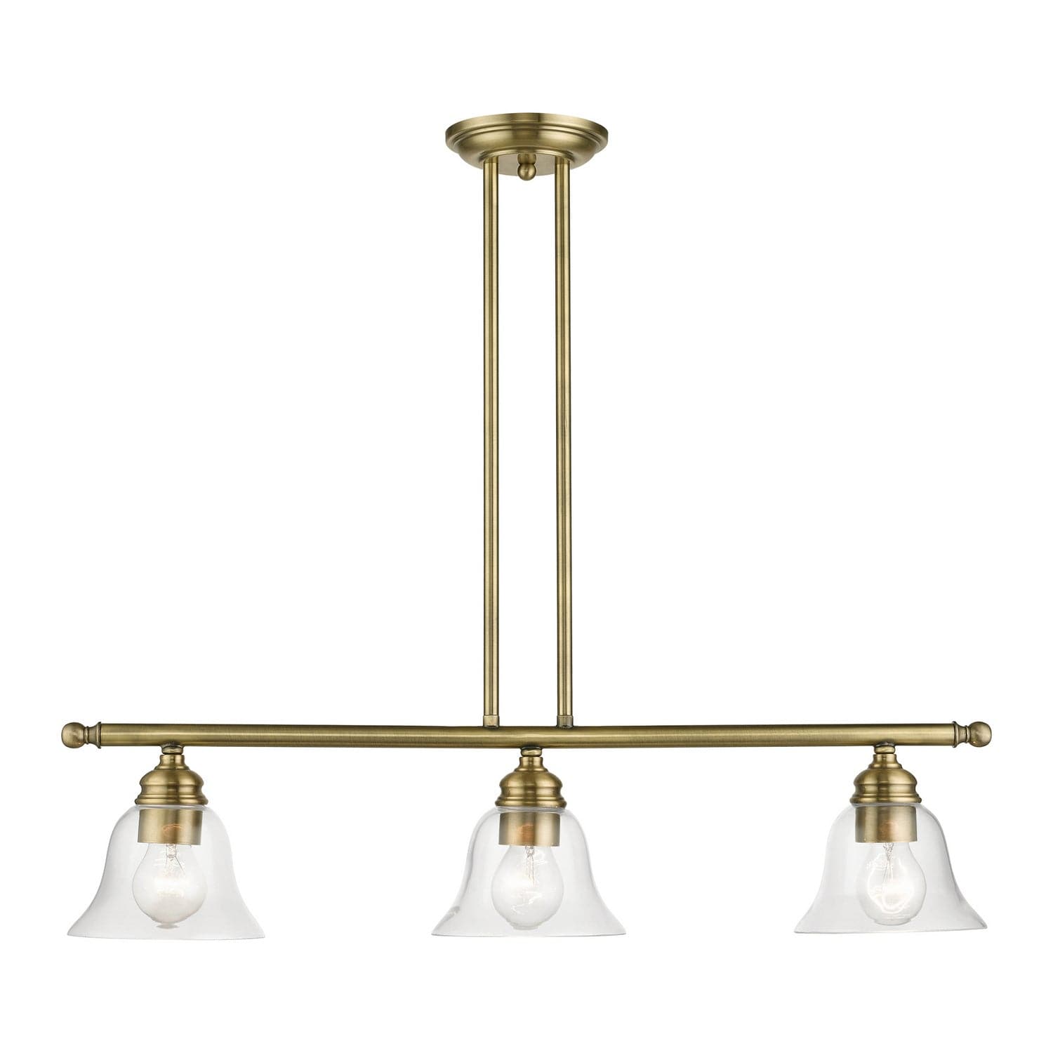 Livex Lighting - 46487-01 - Three Light Linear Chandelier - Moreland - Antique Brass