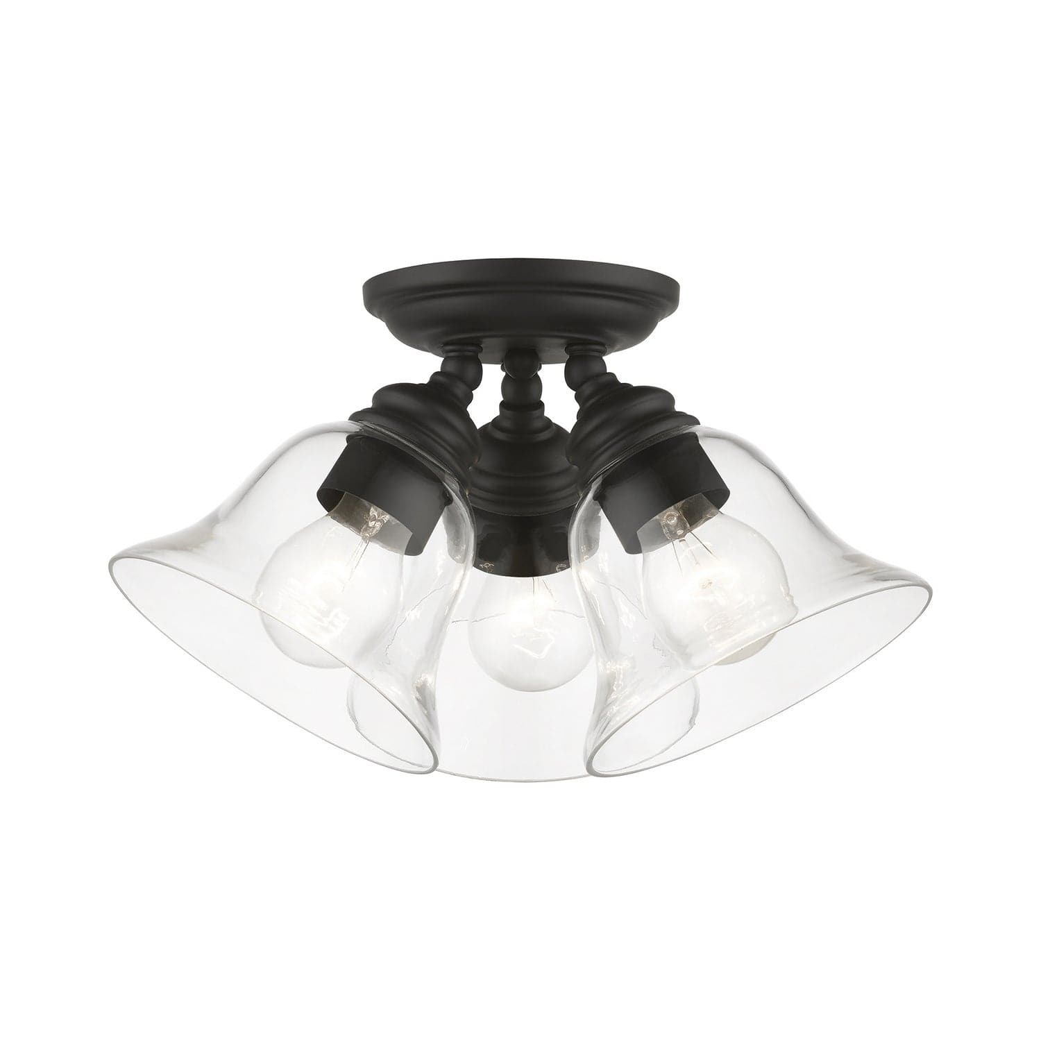 Livex Lighting - 46489-04 - Three Light Semi-Flush Mount - Moreland - Black