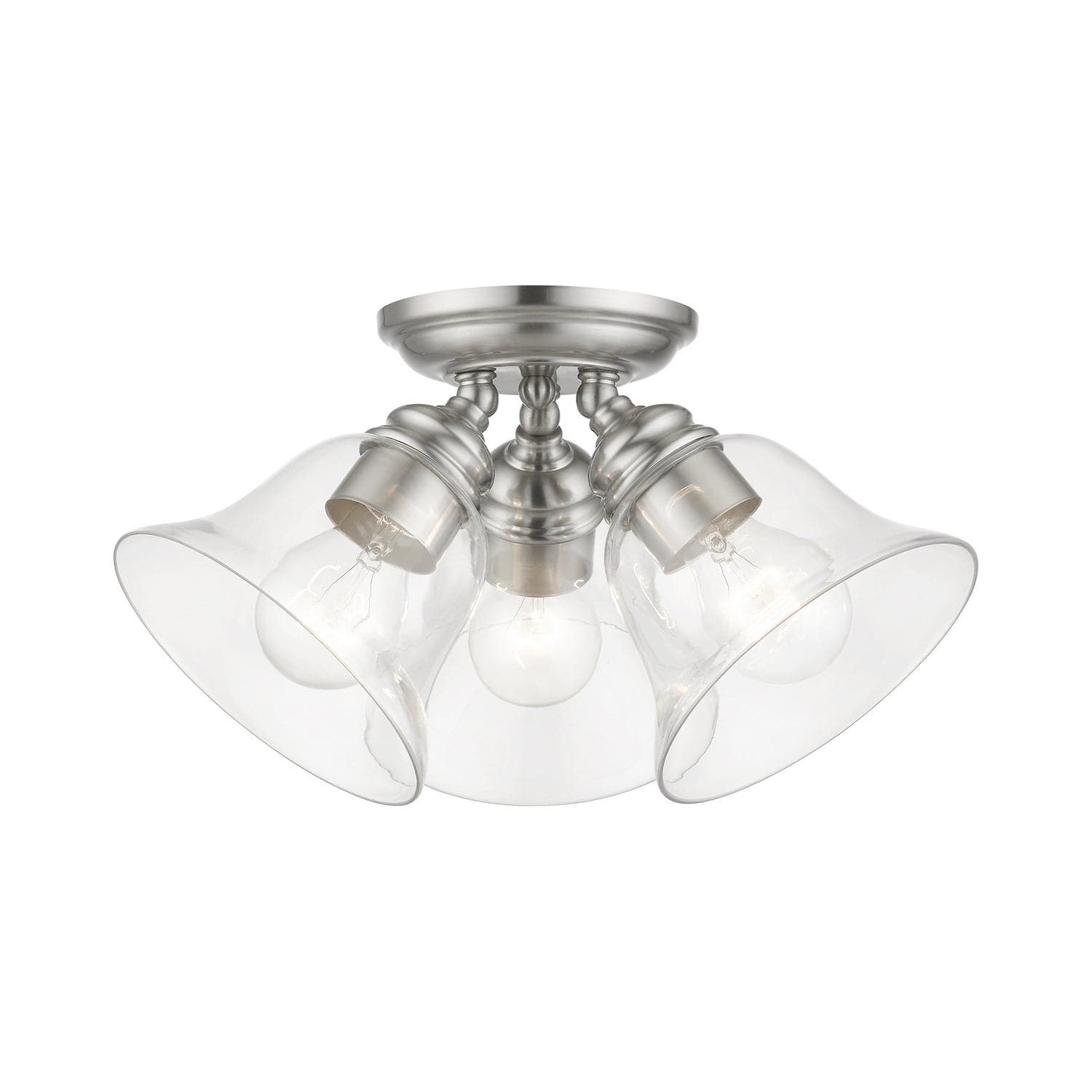 Livex Lighting - 46489-91 - Three Light Semi-Flush Mount - Moreland - Brushed Nickel