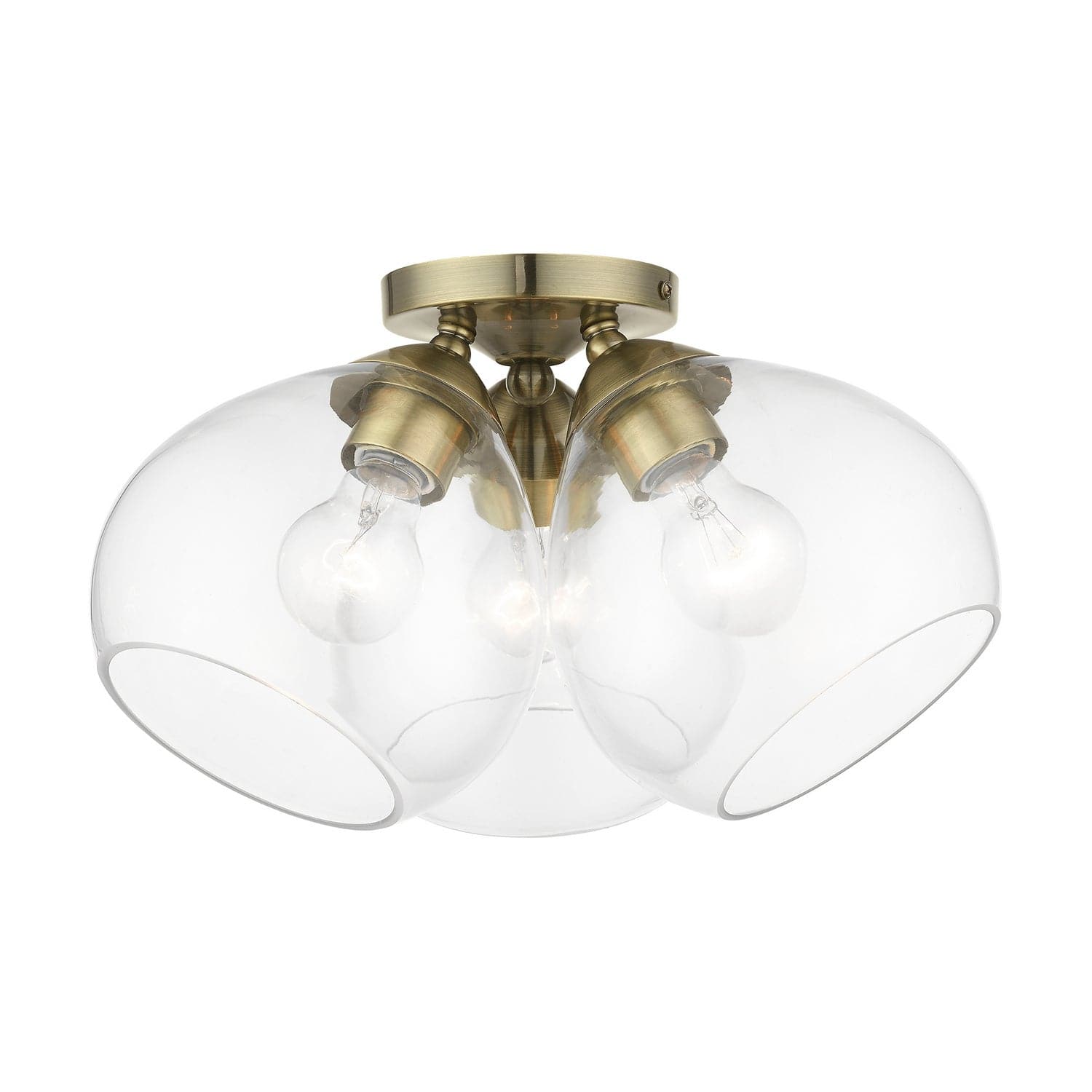 Livex Lighting - 46502-01 - Three Light Semi-Flush Mount - Catania - Antique Brass