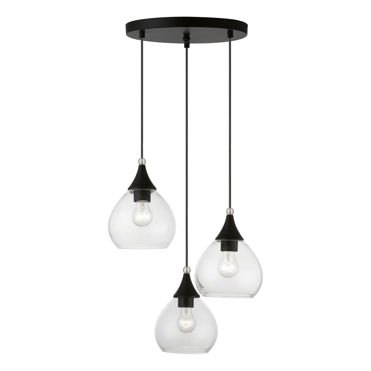 Livex Lighting - 46503-04 - Three Light Pendant - Catania - Black w/Brushed Nickel