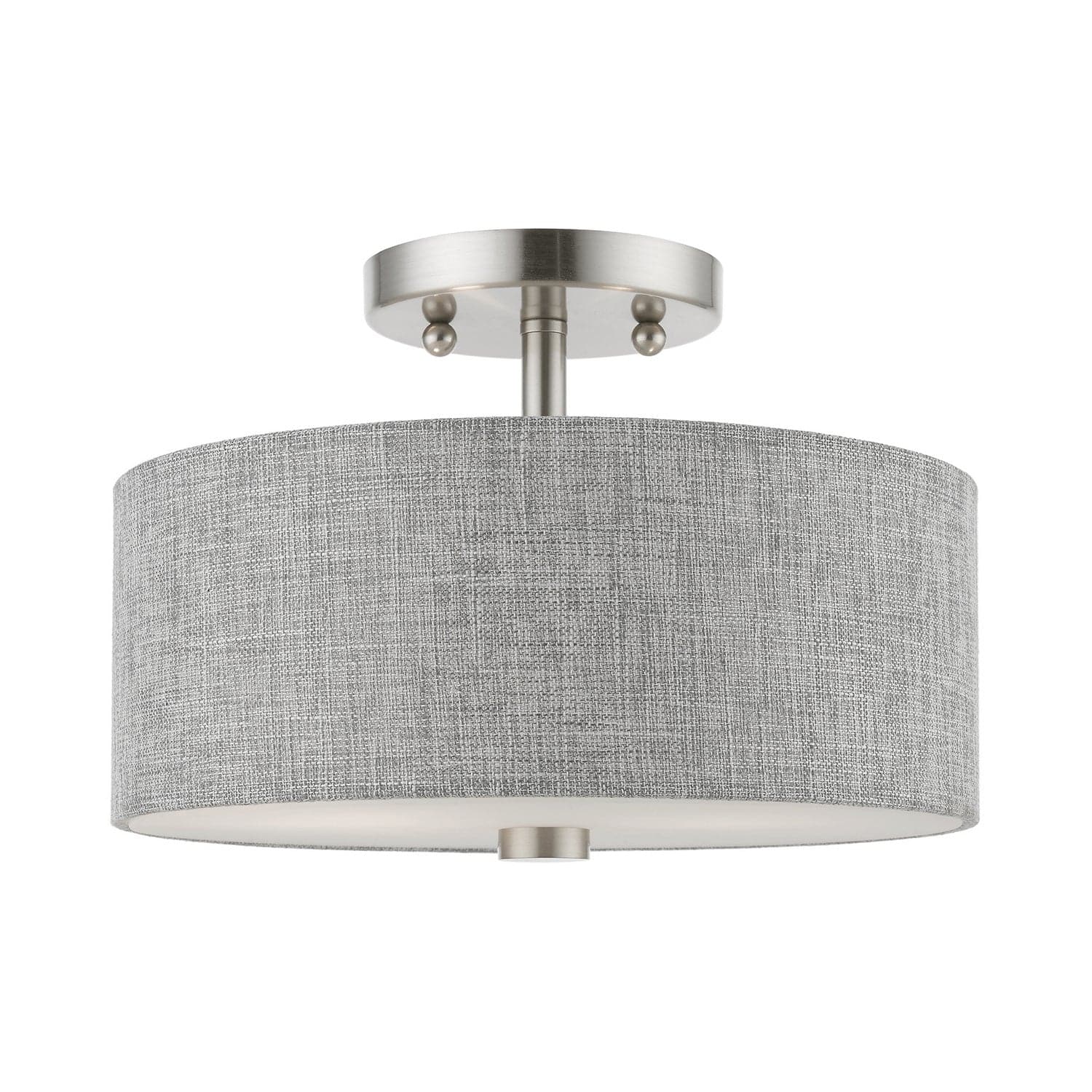 Livex Lighting - 46741-91 - Two Light Semi-Flush Mount - Dakota - Brushed Nickel w/Shiny White