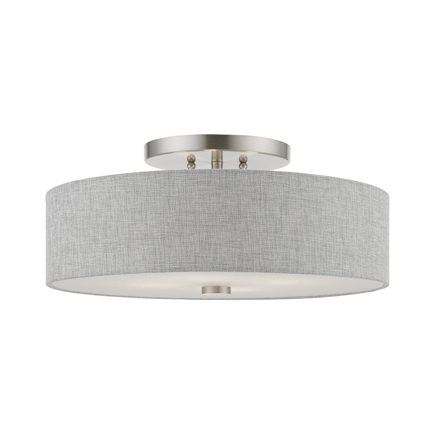 Livex Lighting - 46744-91 - Four Light Semi-Flush Mount - Dakota - Brushed Nickel w/Shiny White