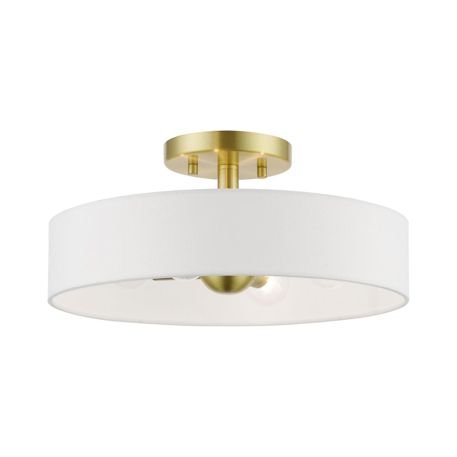 Livex Lighting - 46927-12 - Four Light Semi-Flush Mount - Venlo - Satin Brass w/Shiny White