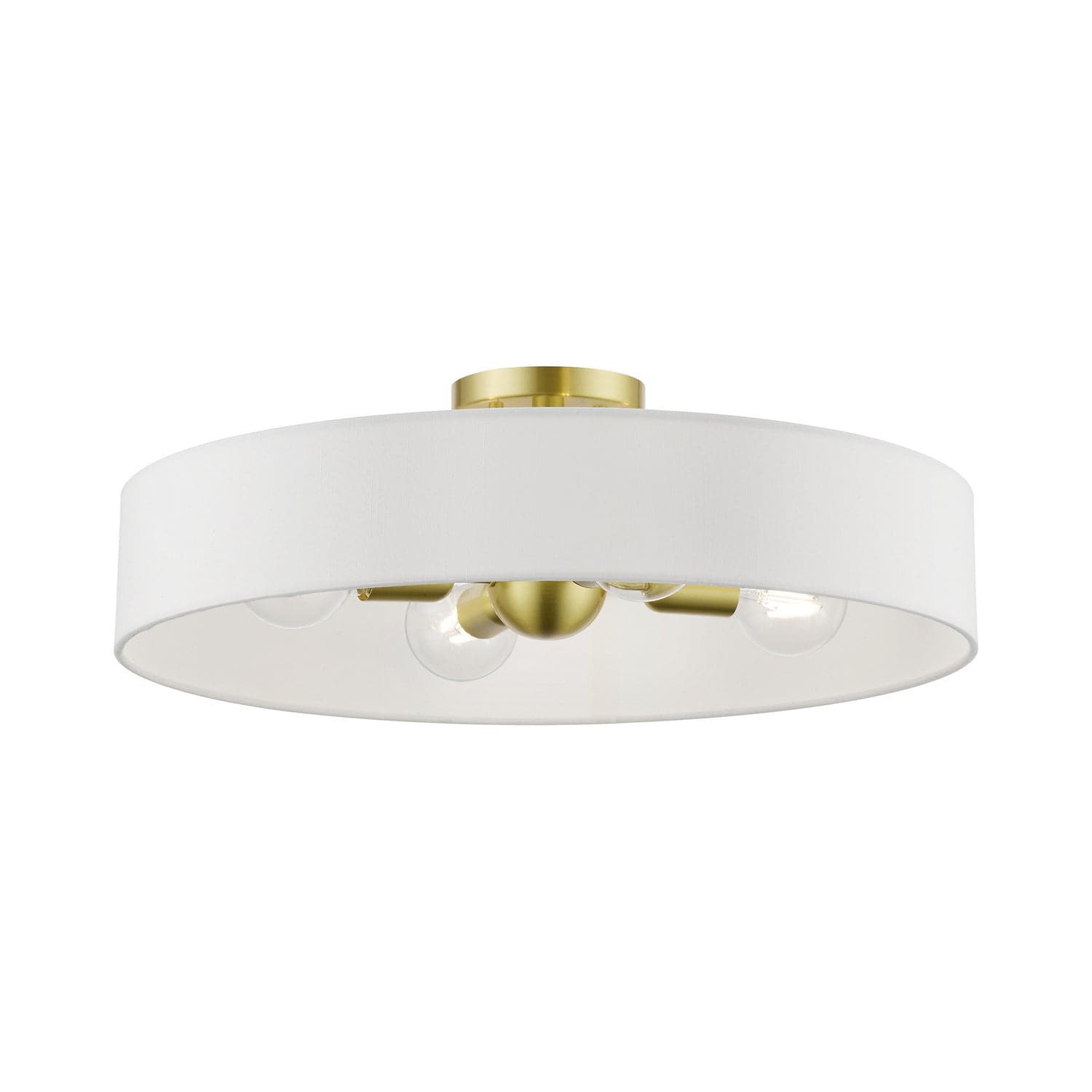 Livex Lighting - 46928-12 - Four Light Semi-Flush Mount - Venlo - Satin Brass w/Shiny White