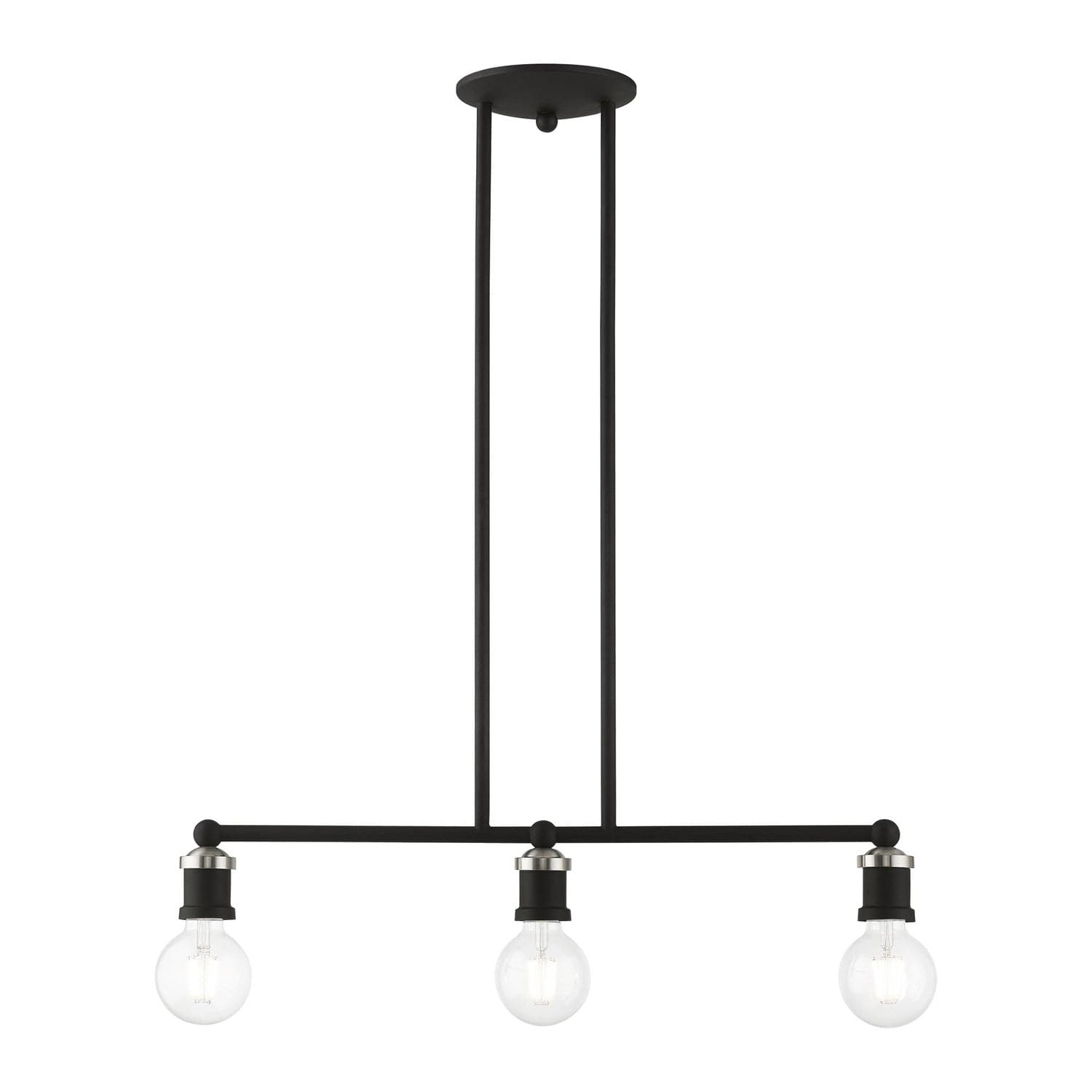 Livex Lighting - 47163-04 - Three Light Linear Chandelier - Lansdale - Black w/Brushed Nickel