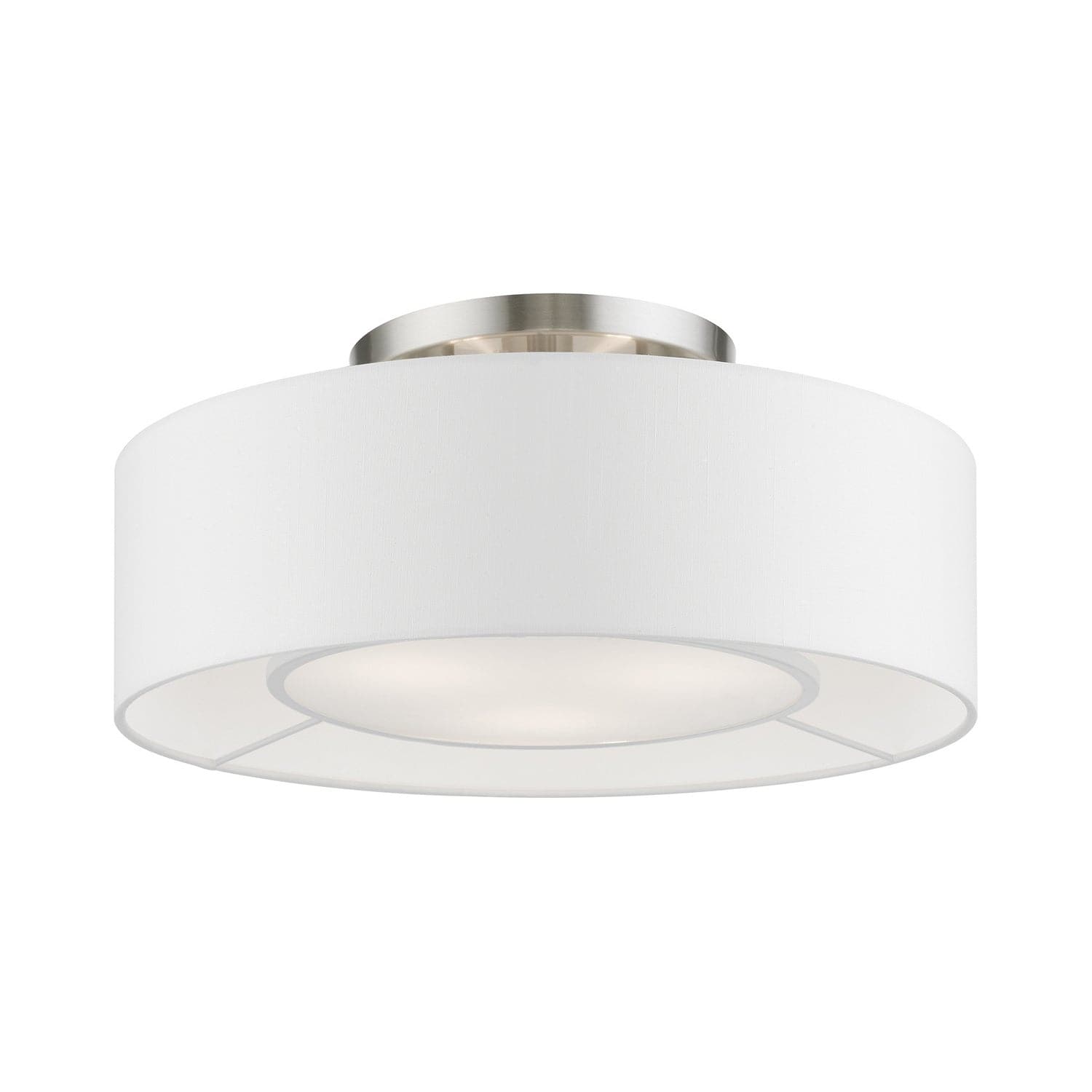 Livex Lighting - 47173-91 - Three Light Semi-Flush Mount - Gilmore - Brushed Nickel w/Shiny White