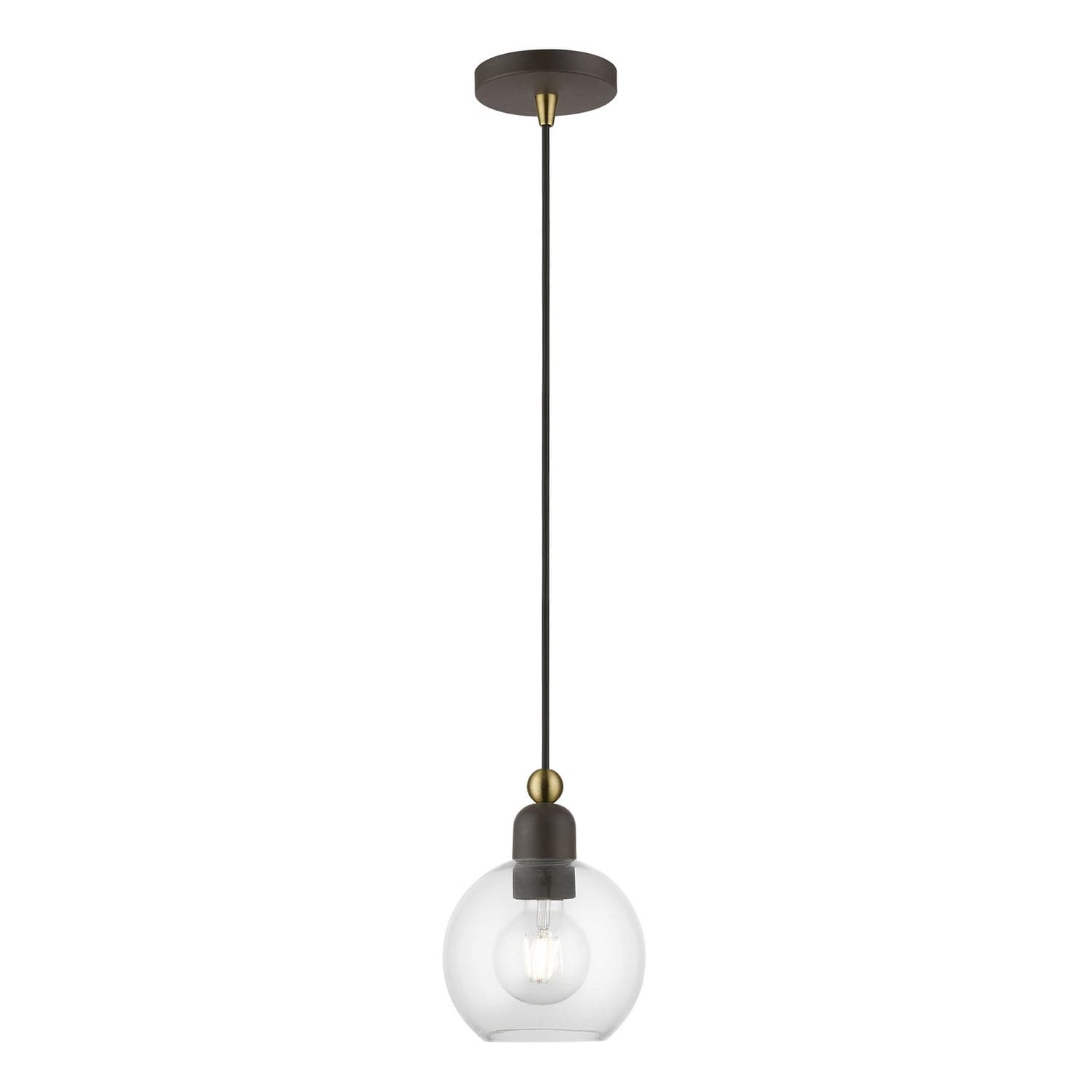 Livex Lighting - 48971-07 - One Light Mini Pendant - Downtown - Bronze w/Antique Brass