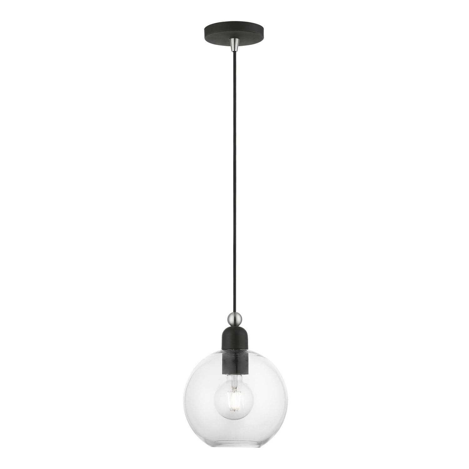 Livex Lighting - 48972-04 - One Light Pendant - Downtown - Black w/Brushed Nickel