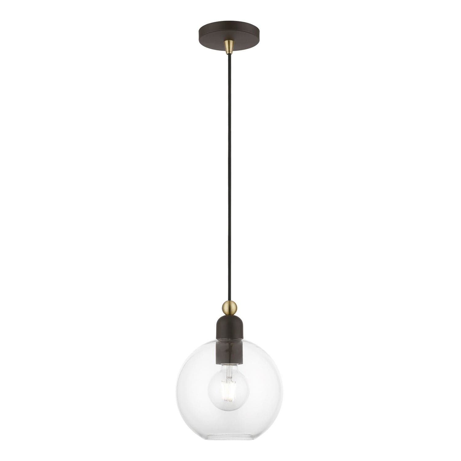 Livex Lighting - 48972-07 - One Light Pendant - Downtown - Bronze w/Antique Brass