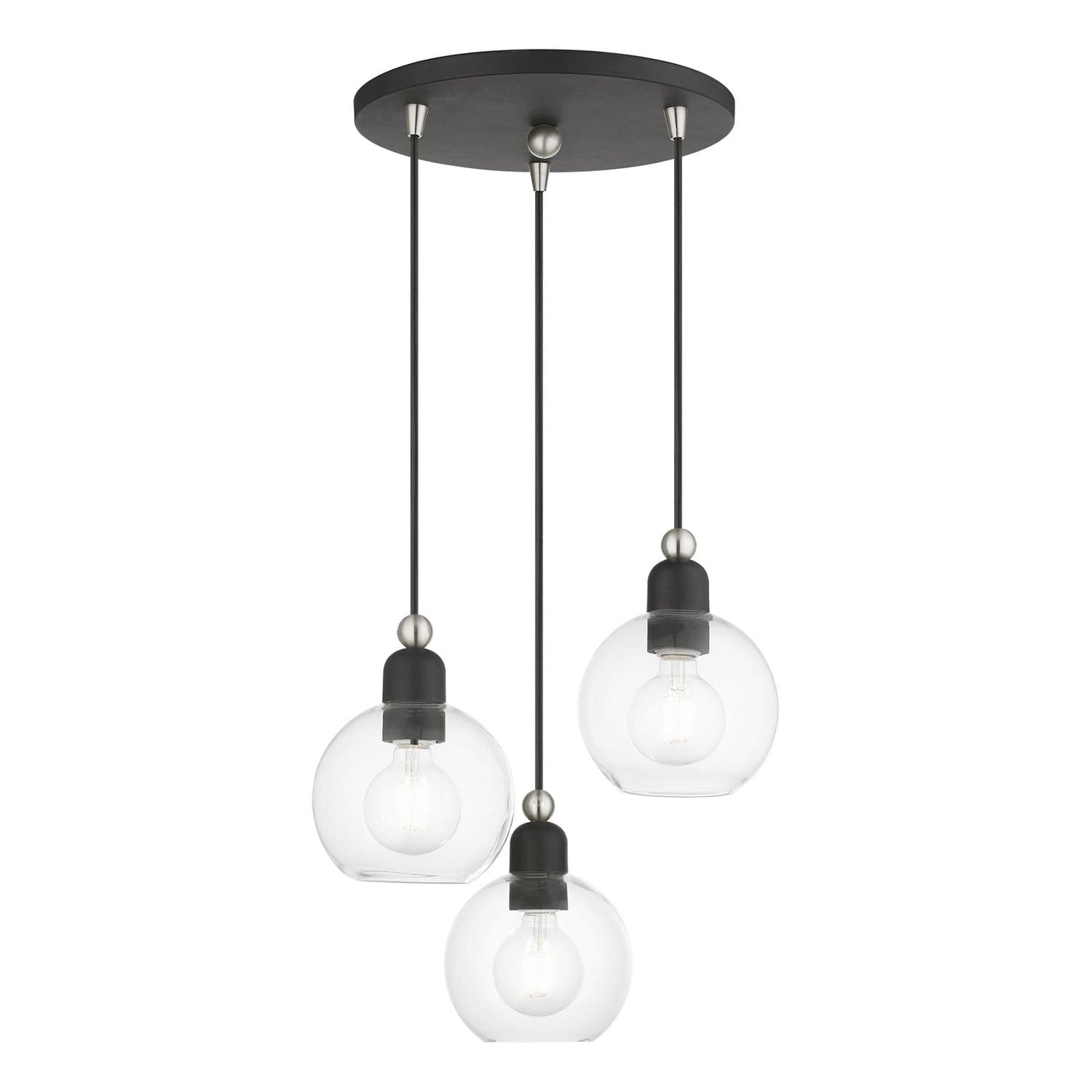 Livex Lighting - 48973-04 - Three Light Pendant - Downtown - Black w/Brushed Nickel