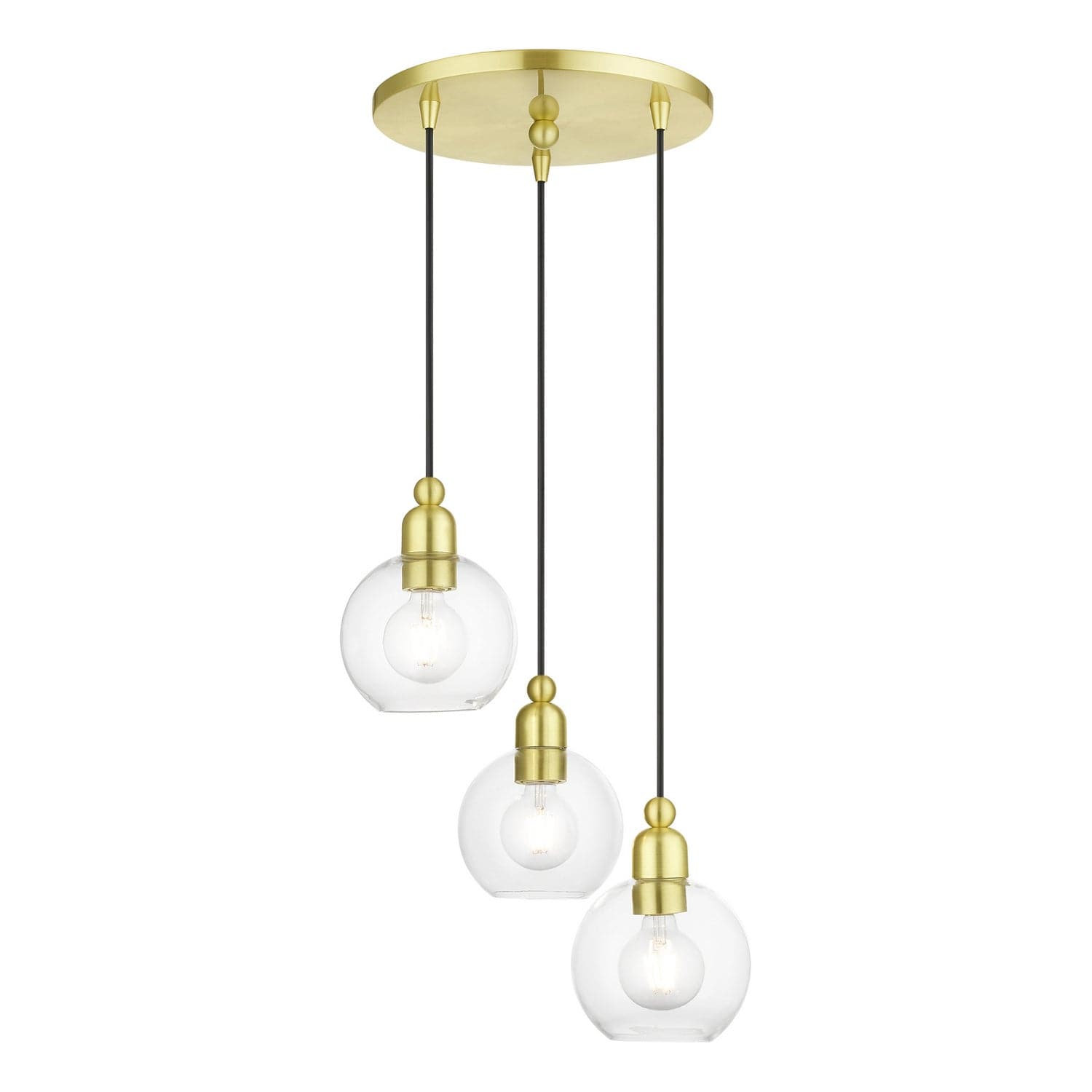 Livex Lighting - 48973-12 - Three Light Pendant - Downtown - Satin Brass