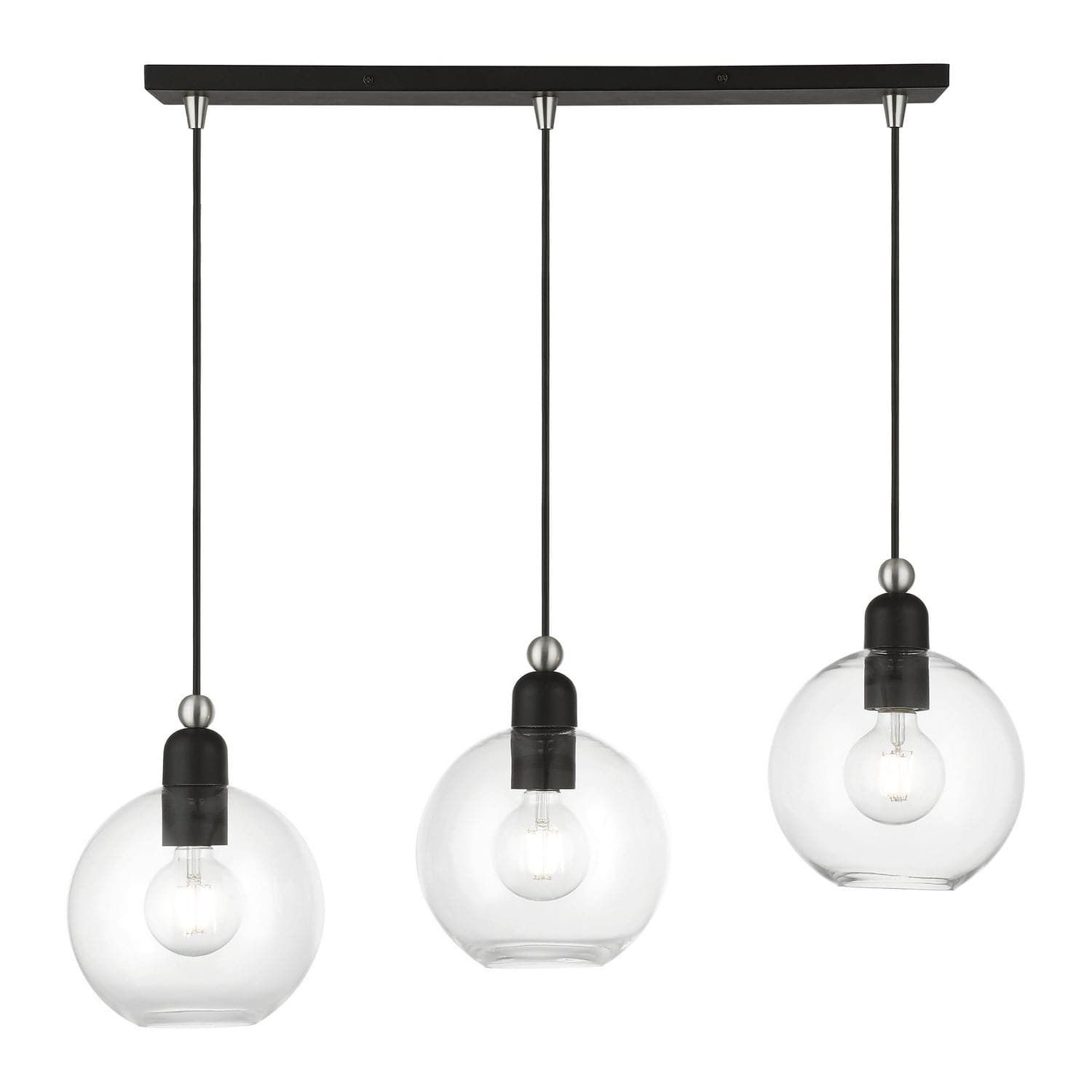 Livex Lighting - 48974-04 - Three Light Linear Chandelier - Downtown - Black w/Brushed Nickel