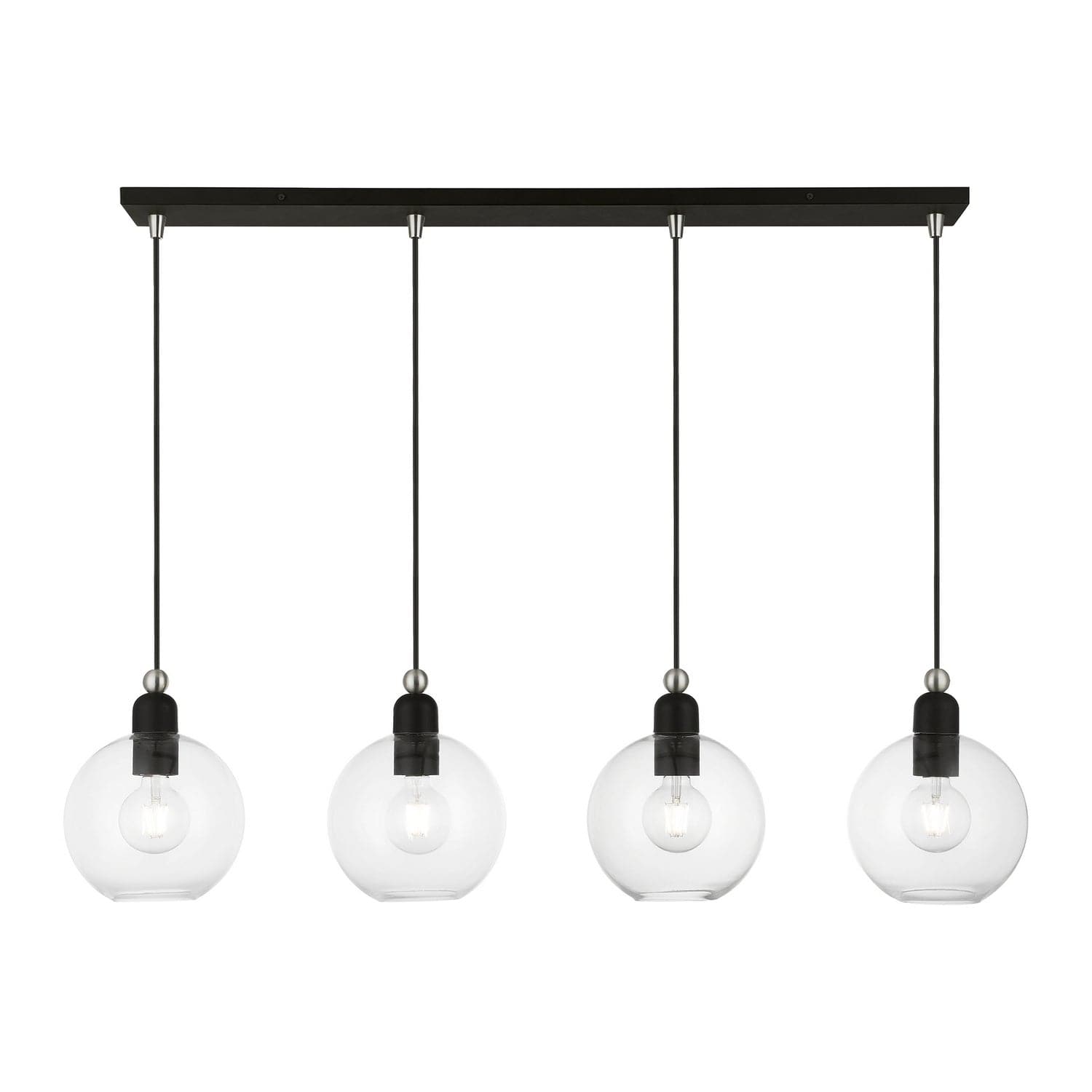 Livex Lighting - 48976-04 - Four Light Linear Chandelier - Downtown - Black w/Brushed Nickel