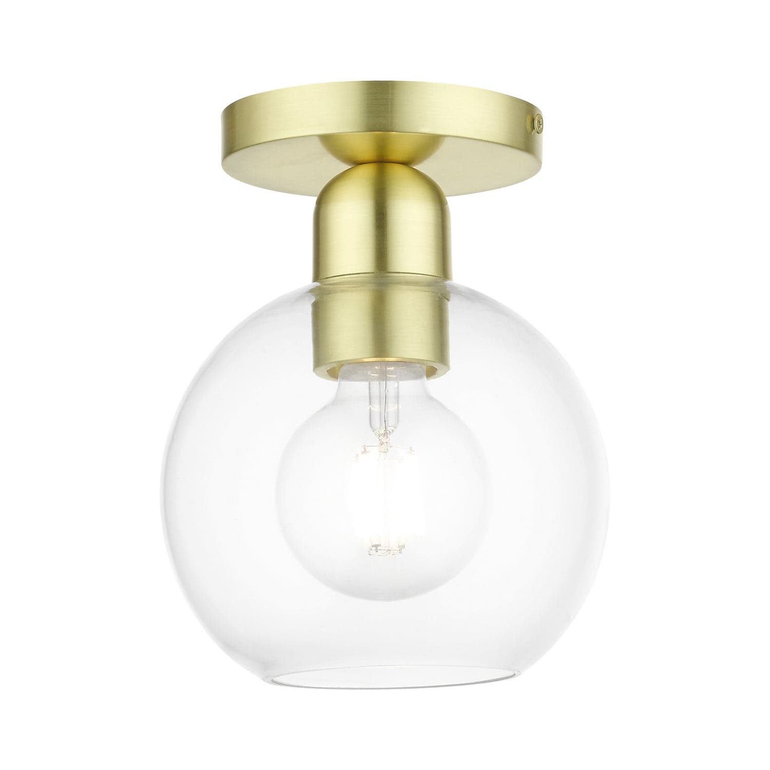 Livex Lighting - 48977-12 - One Light Semi-Flush Mount - Downtown - Satin Brass