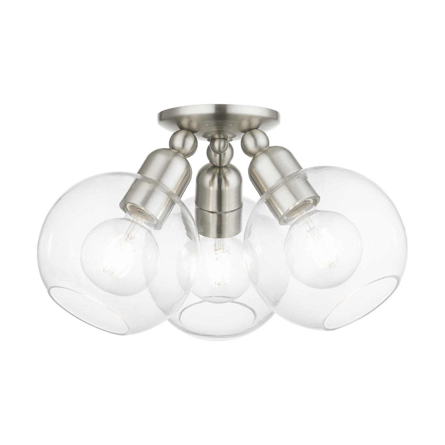 Livex Lighting - 48978-91 - Three Light Semi-Flush Mount - Downtown - Brushed Nickel