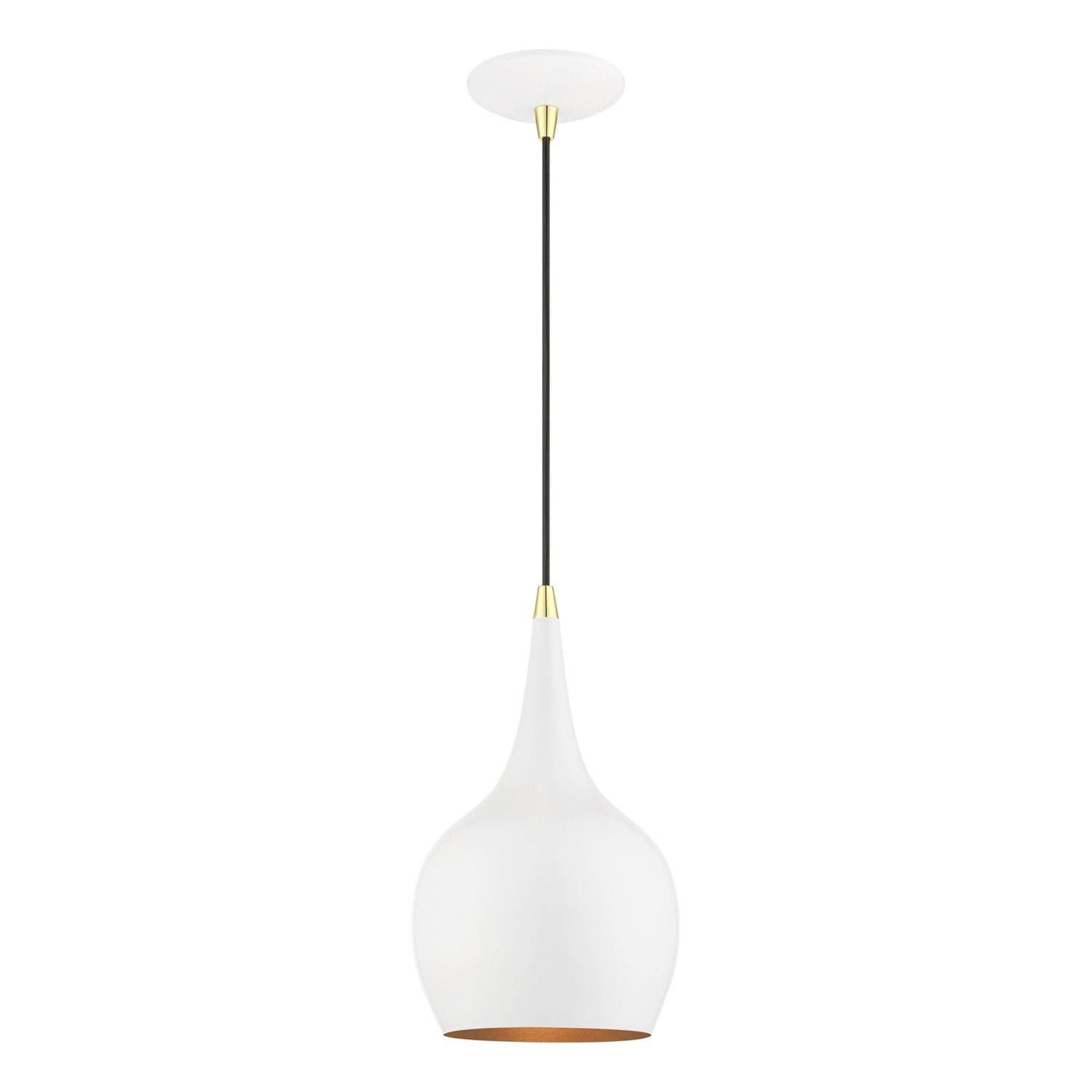 Livex Lighting - 49016-69 - One Light Mini Pendant - Andes - Shiny White w/Polished Brass