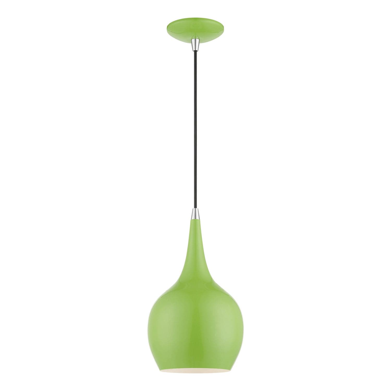 Livex Lighting - 49016-78 - One Light Mini Pendant - Andes - Shiny Apple Green w/Polished Chrome