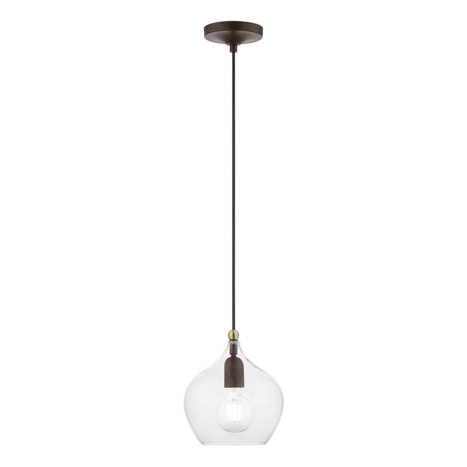 Livex Lighting - 49088-07 - One Light Pendant - Aldrich - Bronze w/Antique Brass