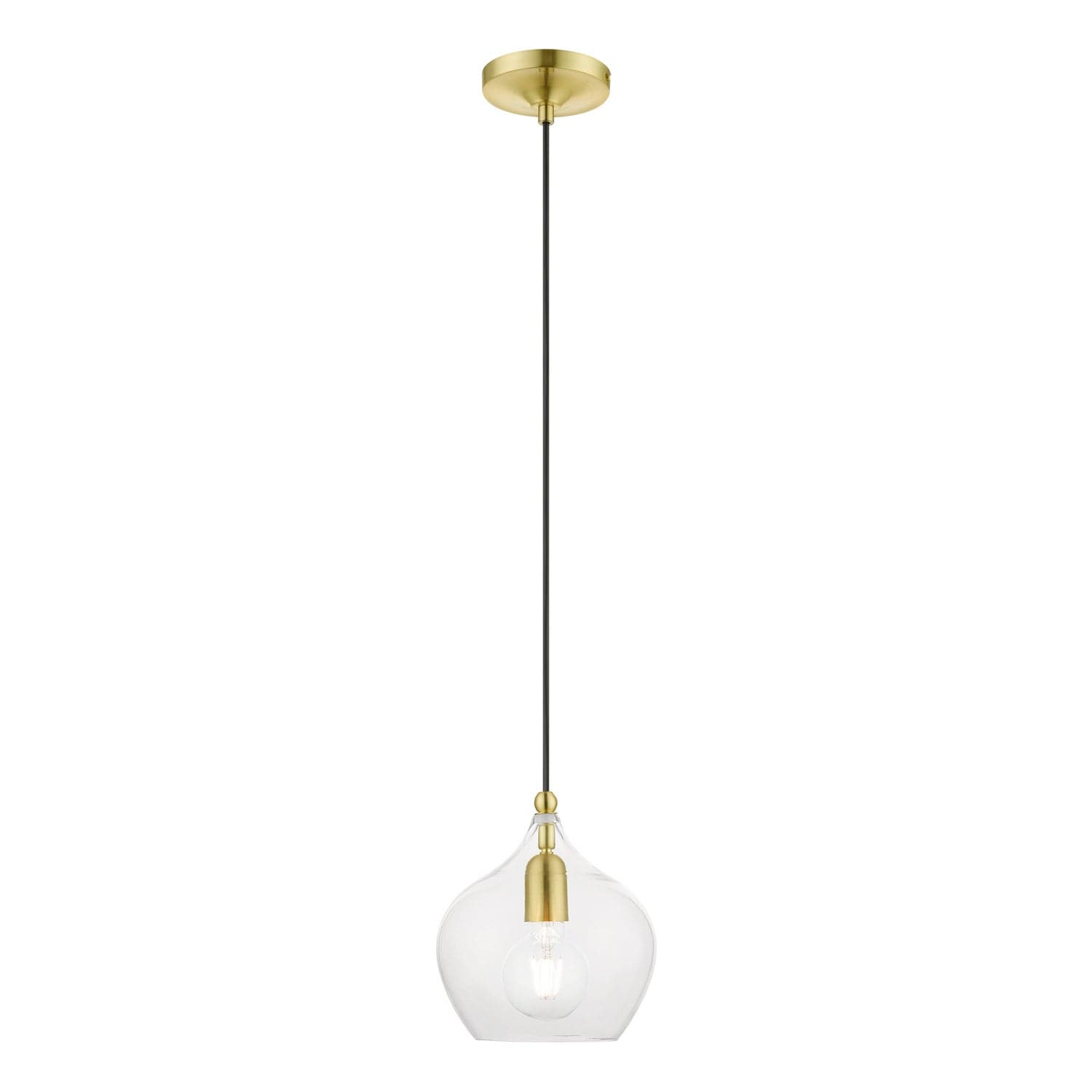 Livex Lighting - 49088-12 - One Light Pendant - Aldrich - Satin Brass w/Polished Brass