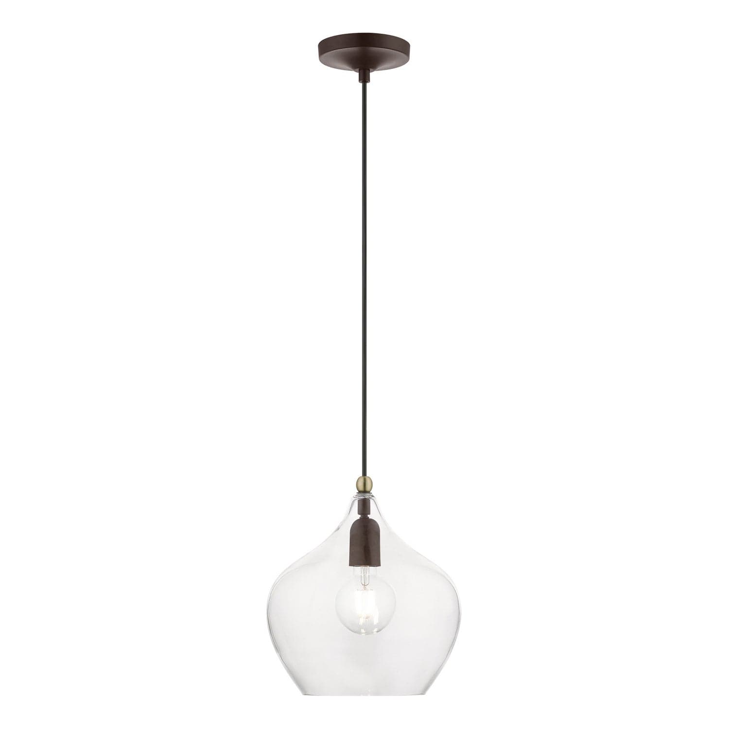 Livex Lighting - 49093-07 - One Light Pendant - Aldrich - Bronze w/Antique Brass