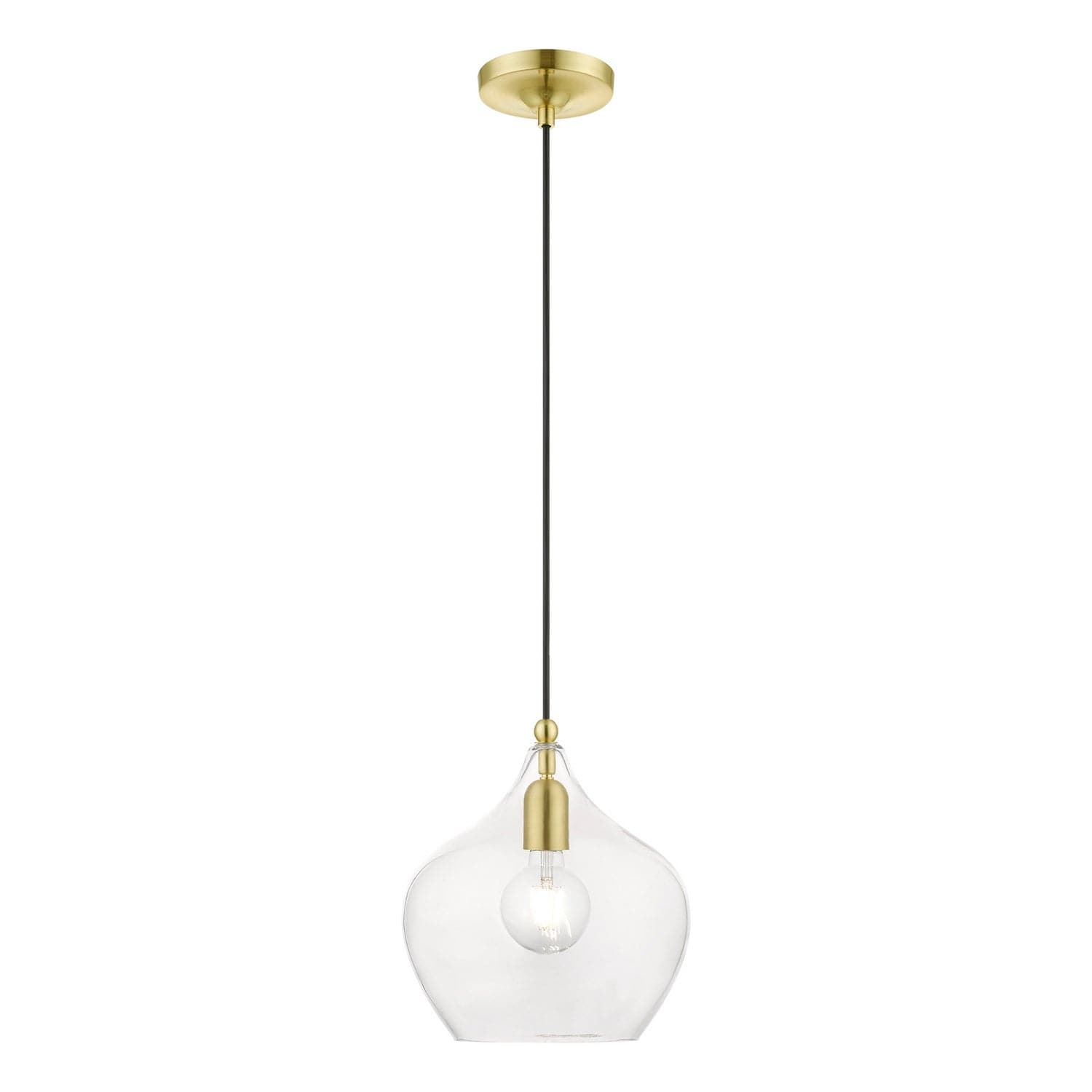 Livex Lighting - 49093-12 - One Light Pendant - Aldrich - Satin Brass w/Polished Brass