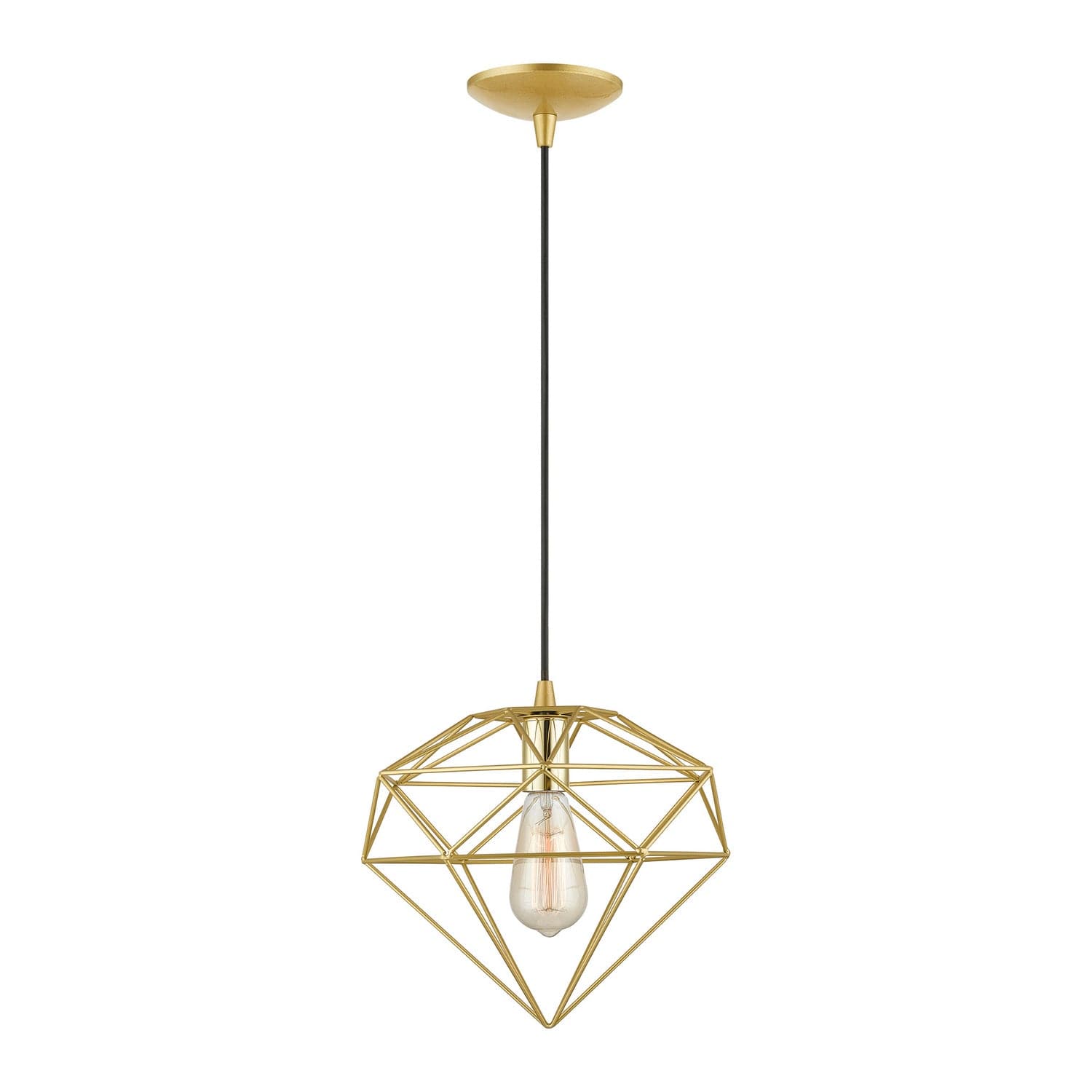 Livex Lighting - 49152-33 - One Light Pendant - Knox - Soft Gold w/Polished Brass