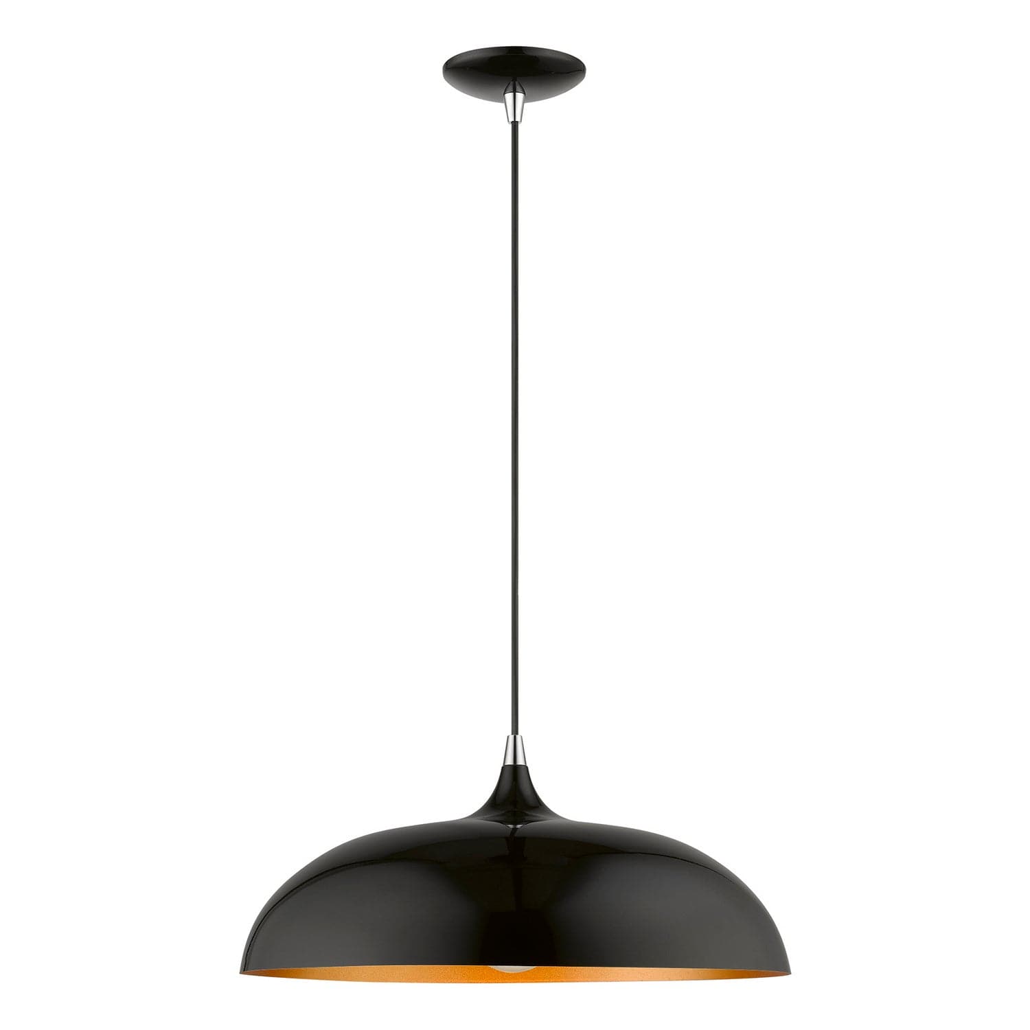 Livex Lighting - 49233-68 - One Light Pendant - Amador - Shiny Black w/Polished Chrome